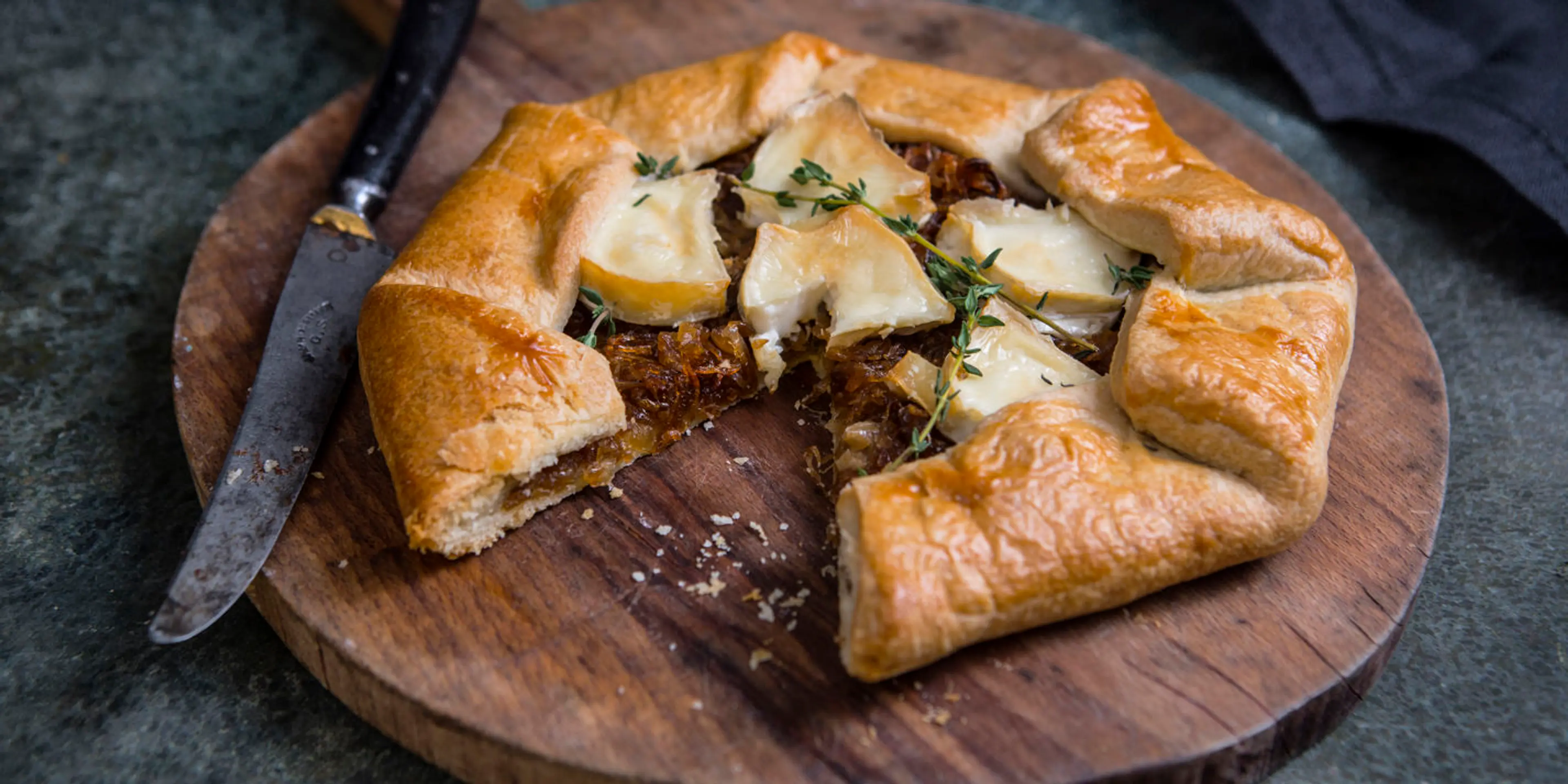 Caramelised shallot and goat’s cheese galette