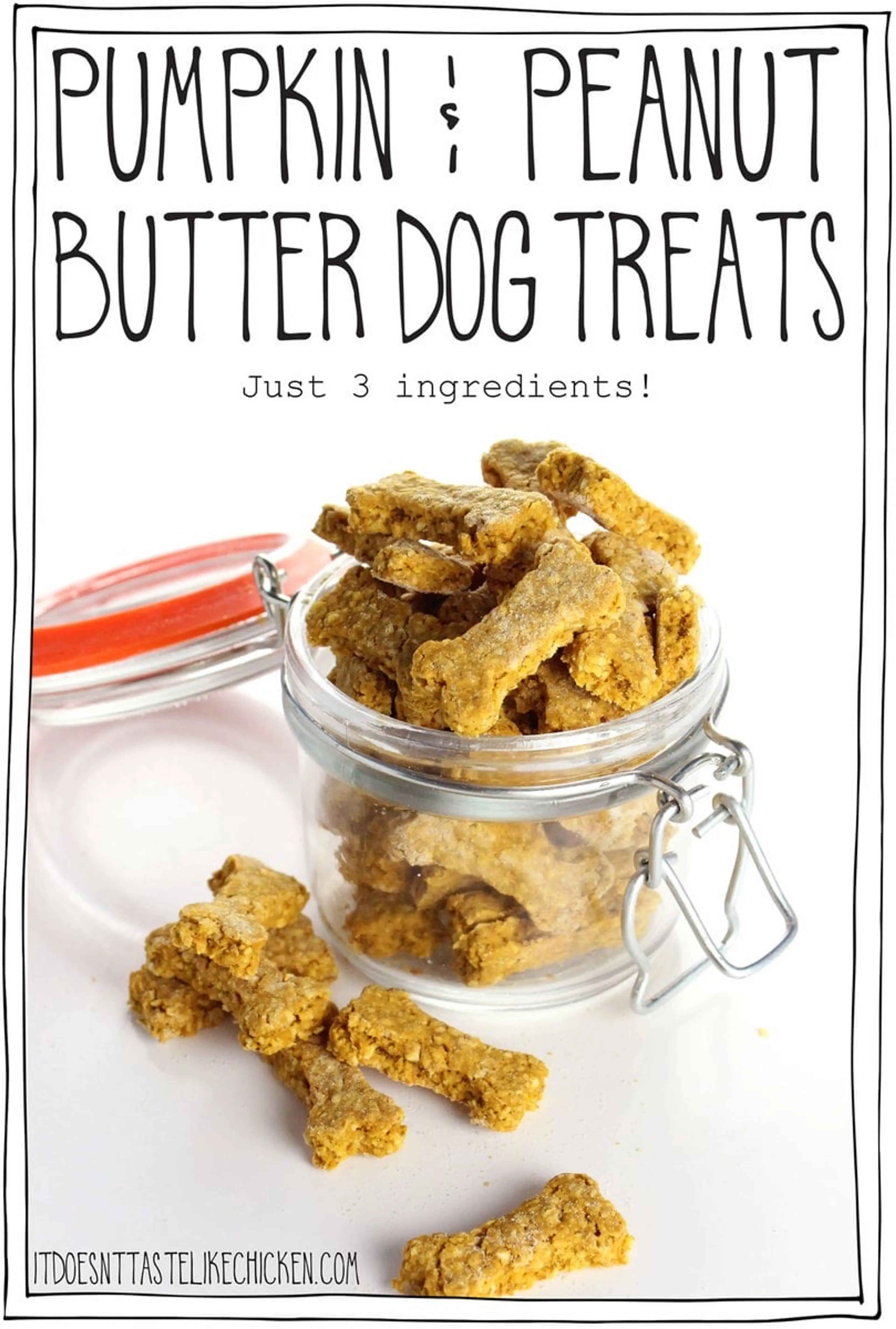 Pumpkin & Peanut Butter Dog Treats (just 3 ingredients!)