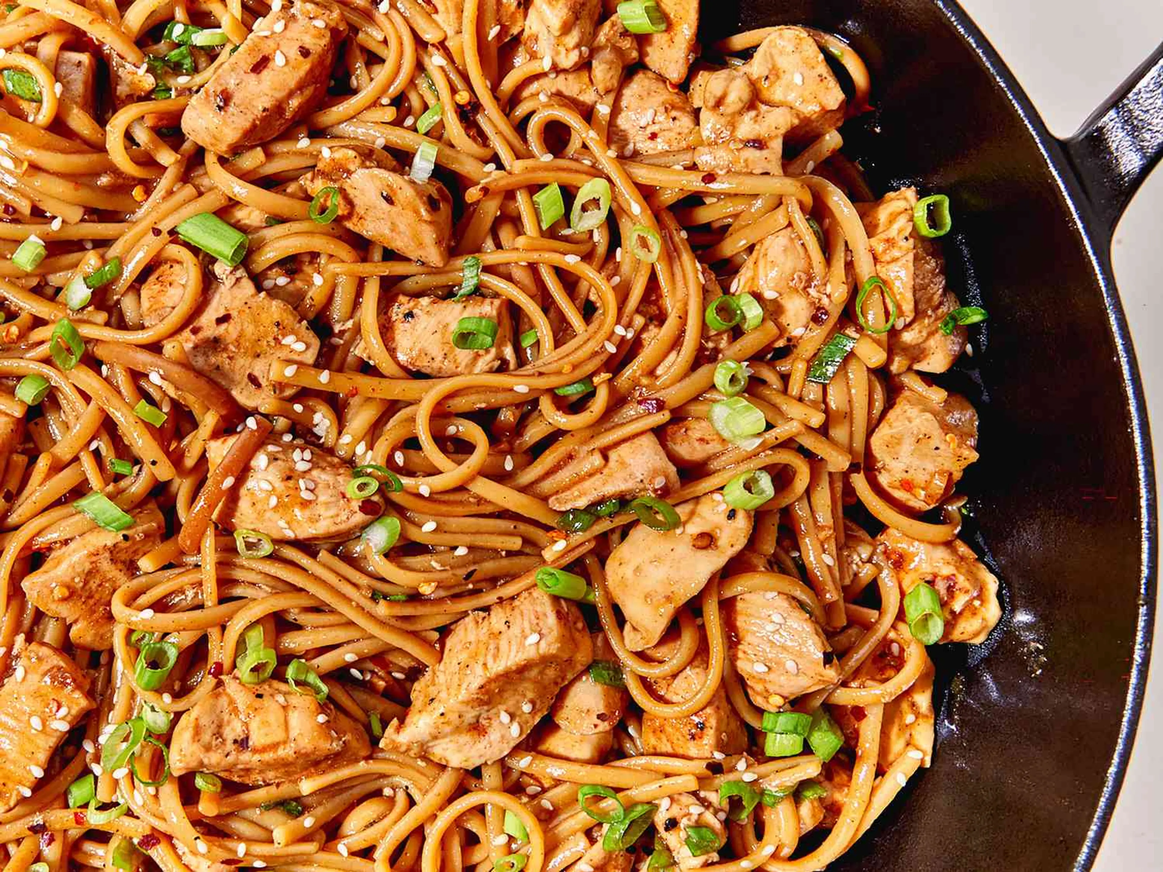 One Pan Spicy Soy Noodles with Chicken