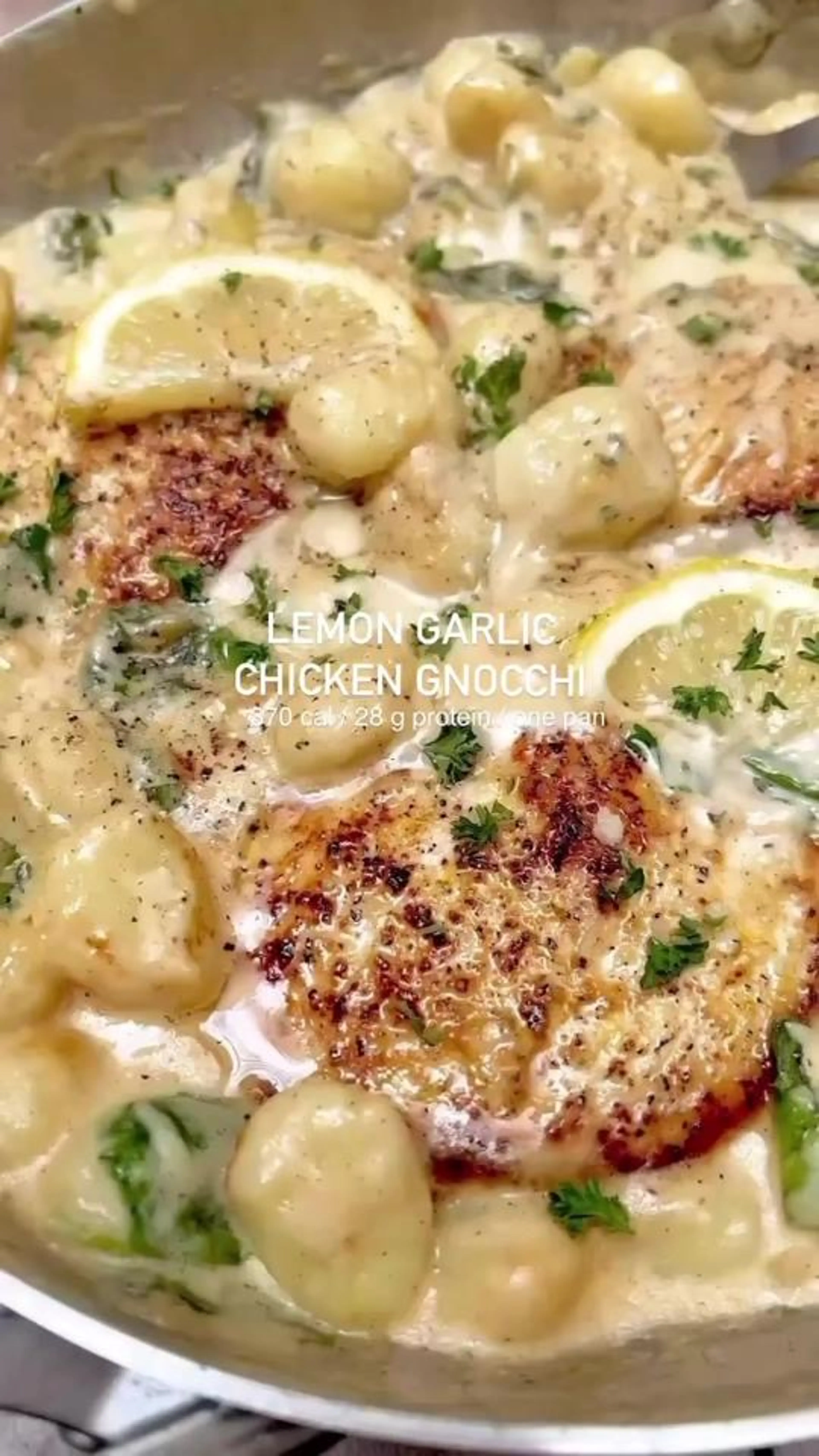 One Pan Creamy Lemon Garlic Chicken Gnocchi! This One’s Ia Y