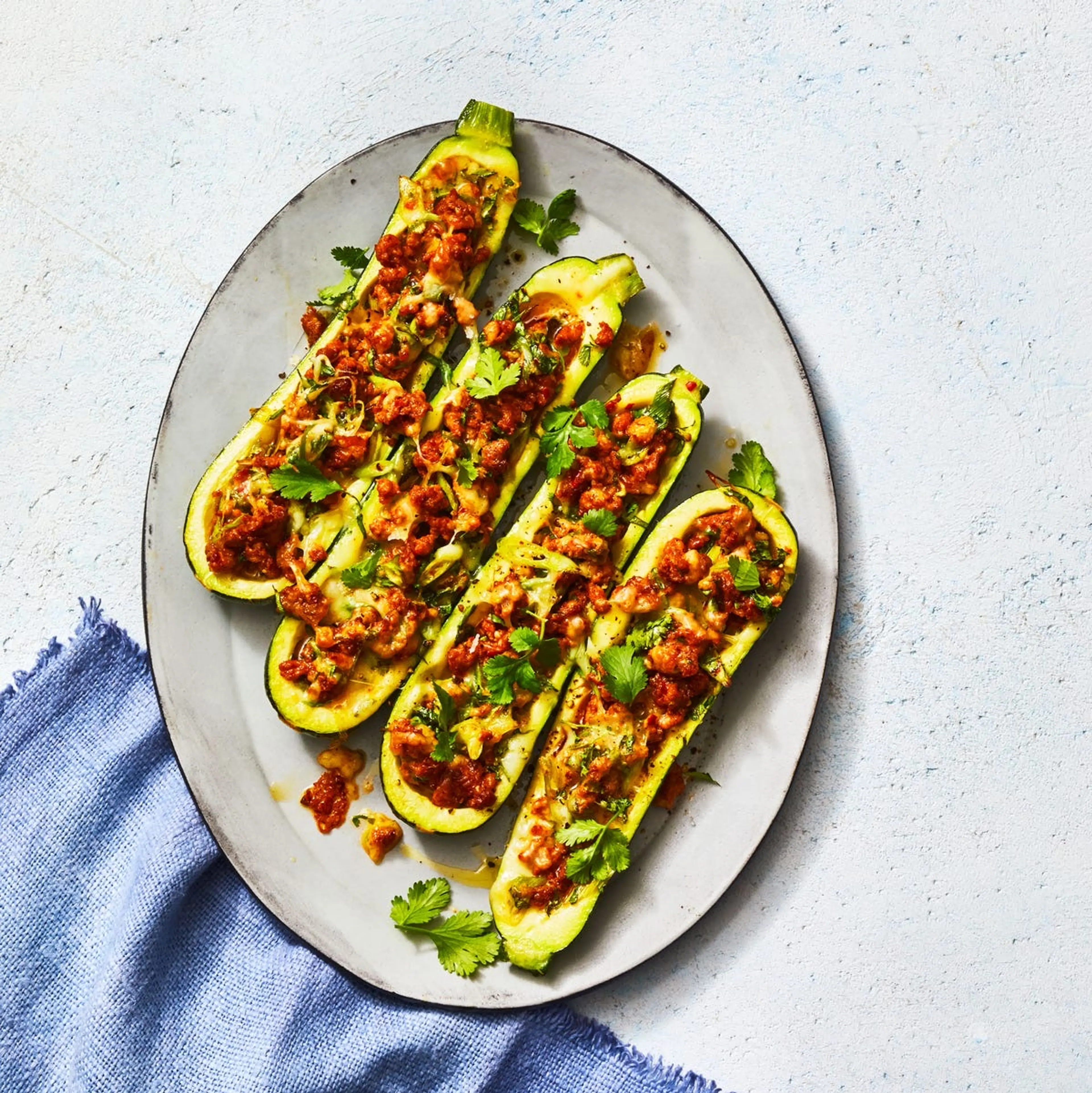 Chorizo-Stuffed Zucchini