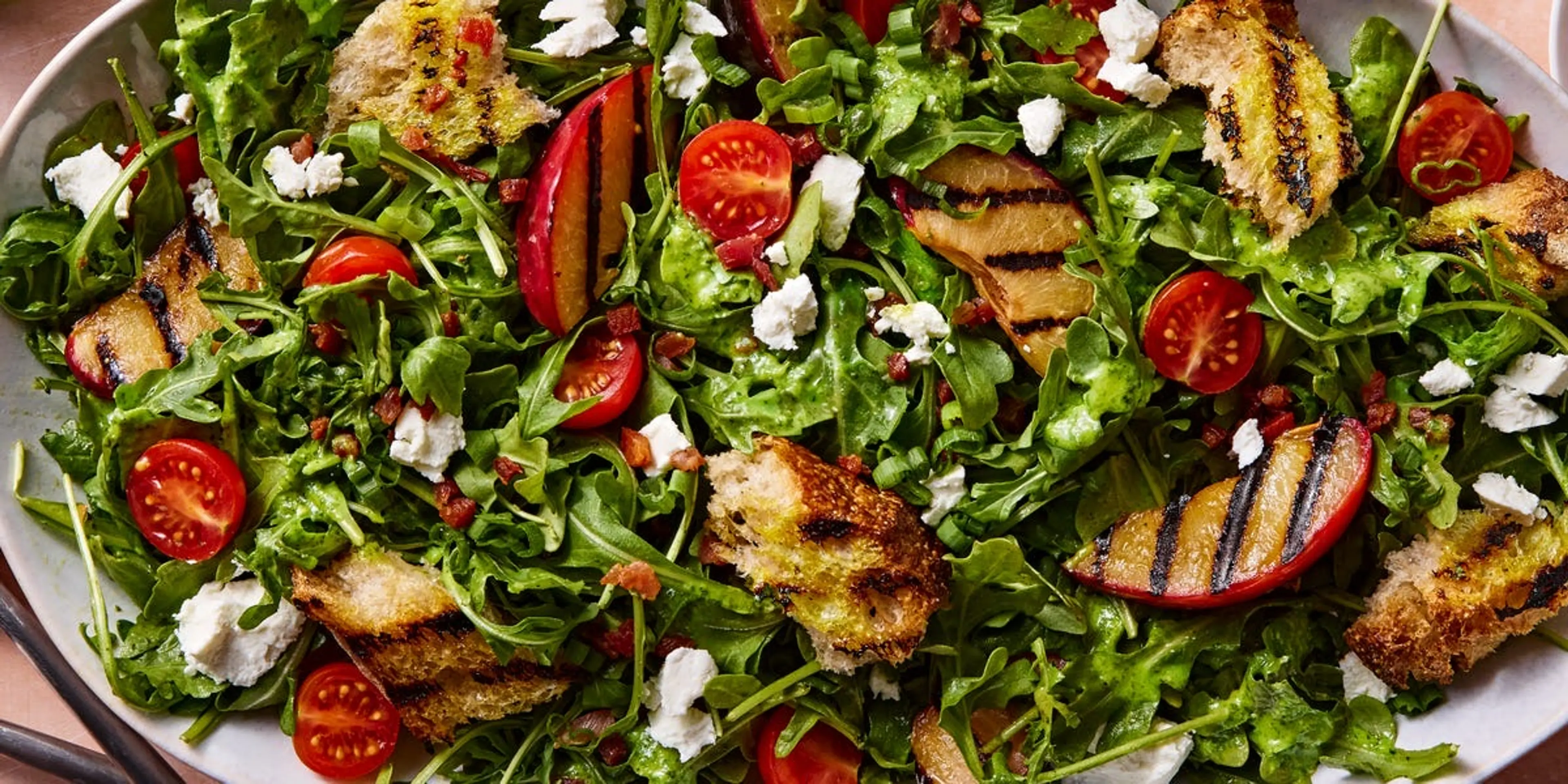 Grilled Plum & Pancetta Panzanella Salad