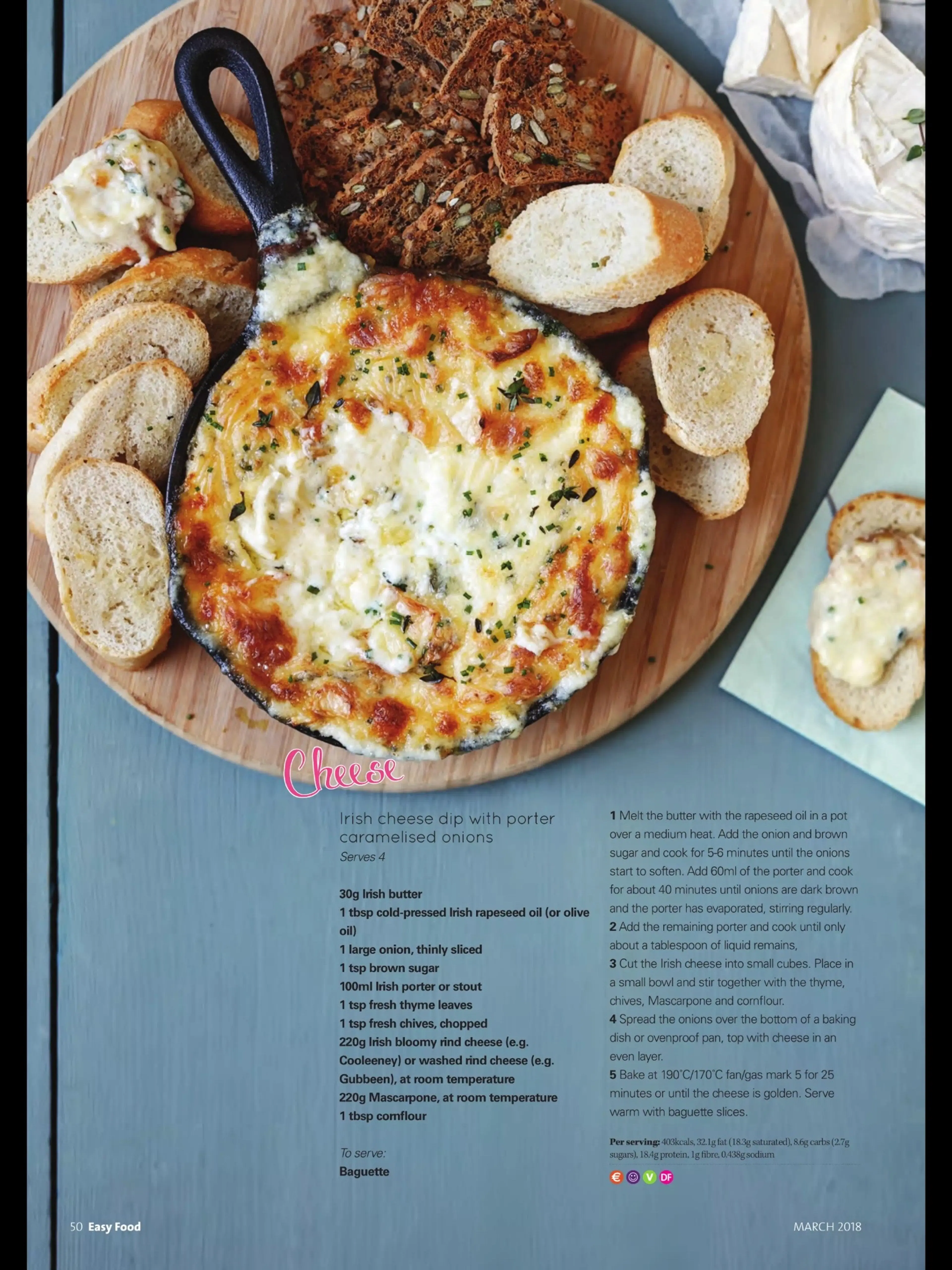 Irish cheese dip with porter caramelised onions