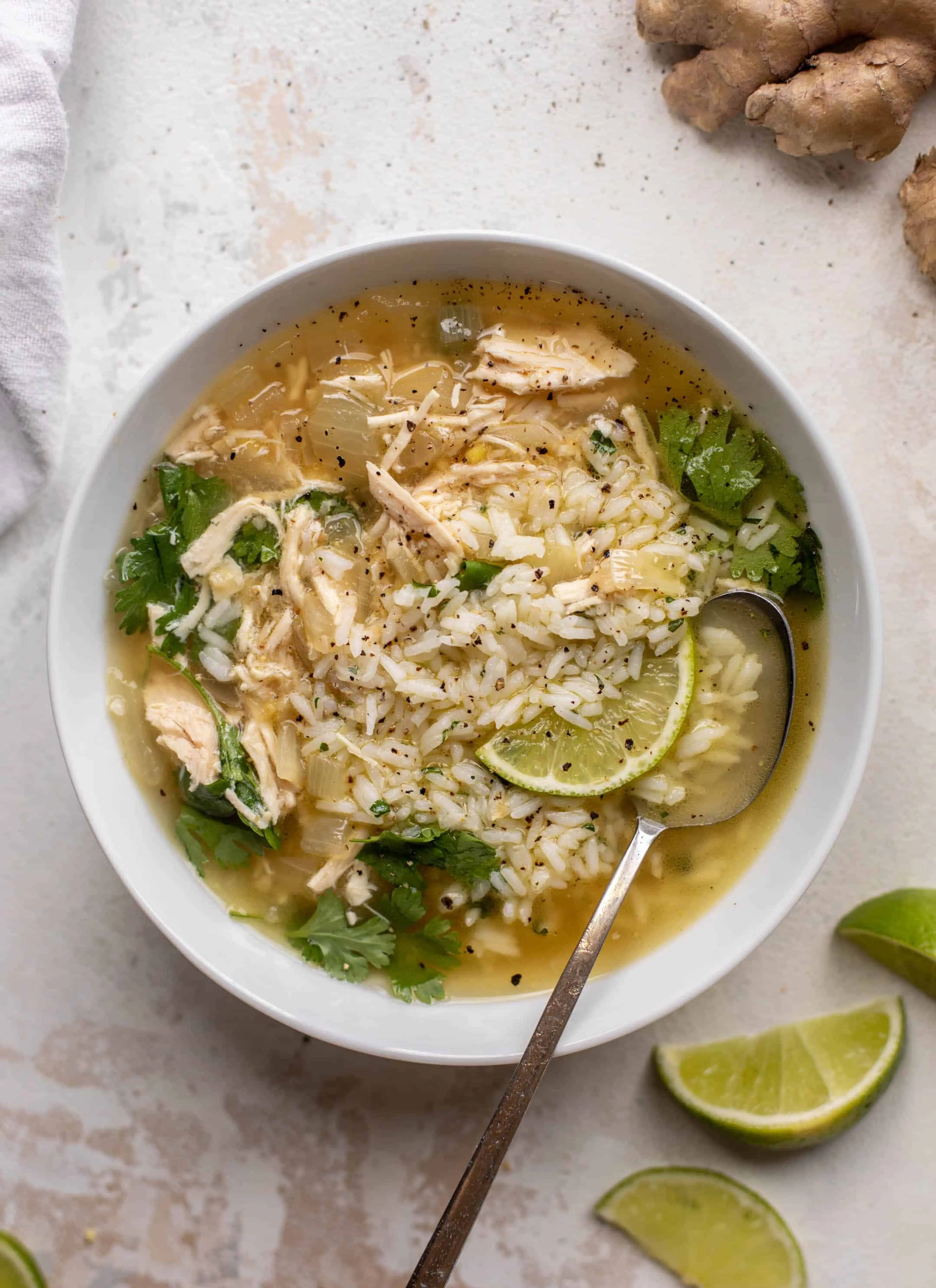 Ginger Lime Chicken and Rice Soup