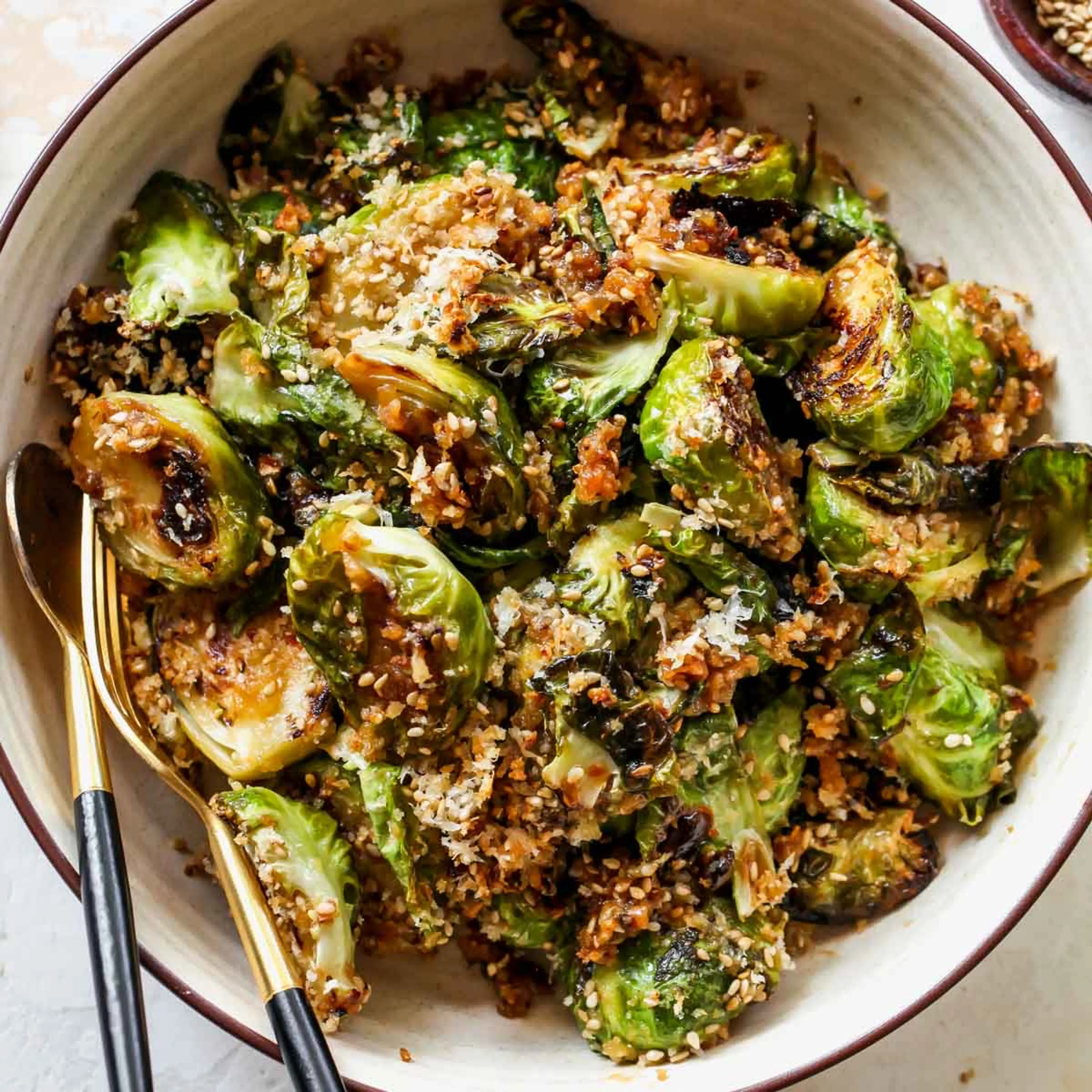 Miso-Sesame Glazed Brussels Sprouts