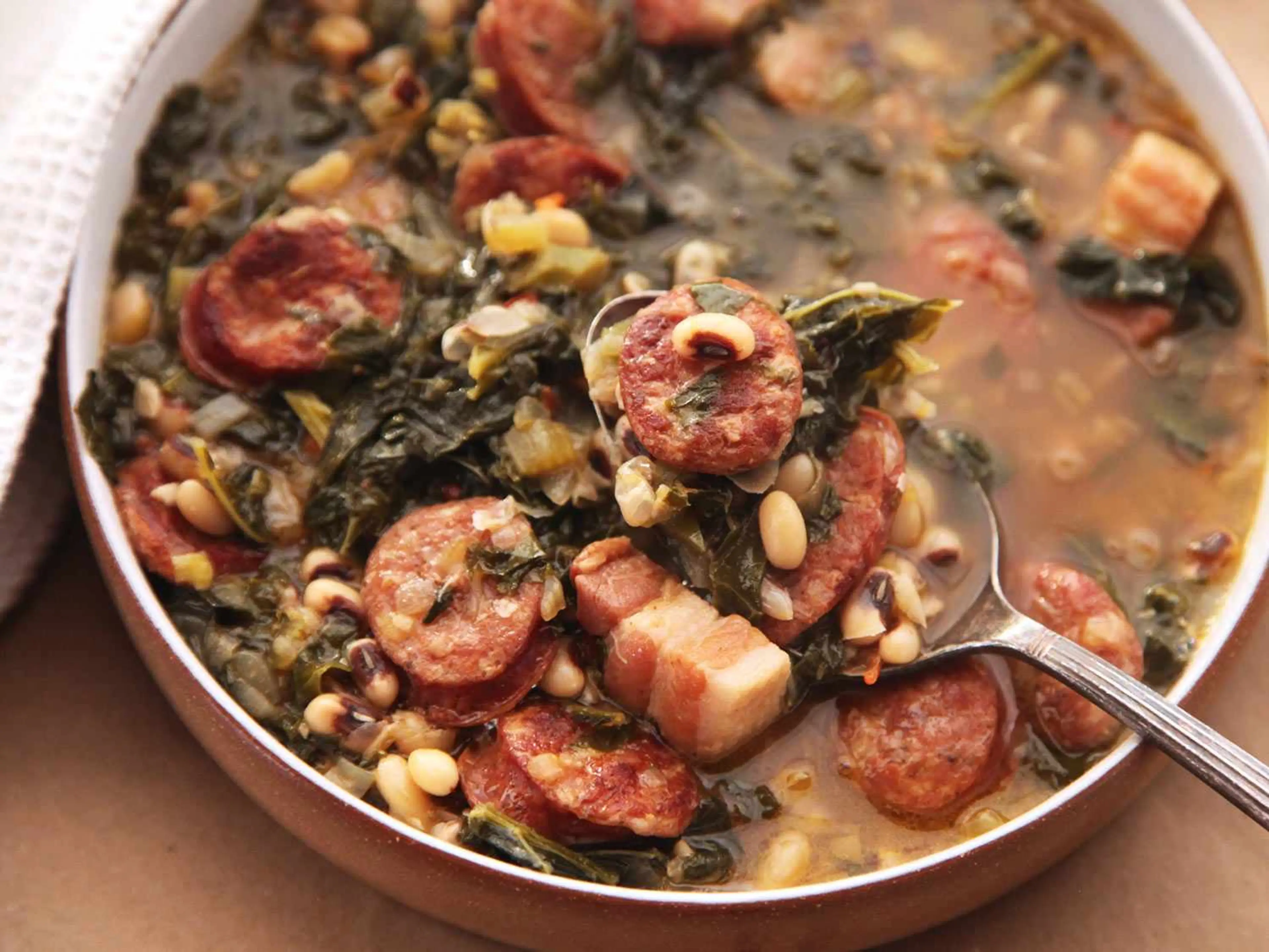 Black-Eyed Pea Stew With Kale and Andouille Sausage