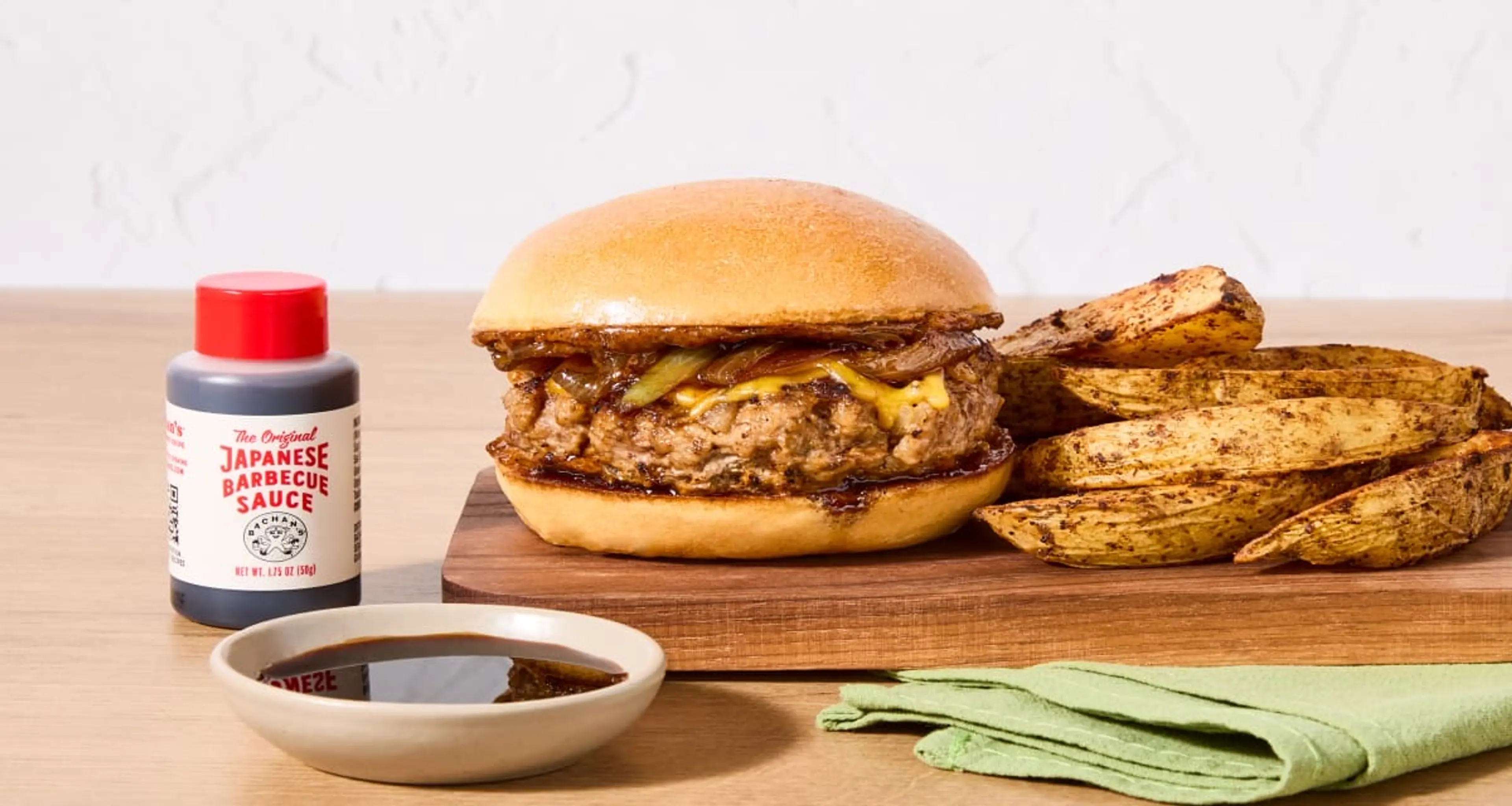 Bachan's® BBQ Cheddar Pork Burgers with Chipotle Aioli & Pot