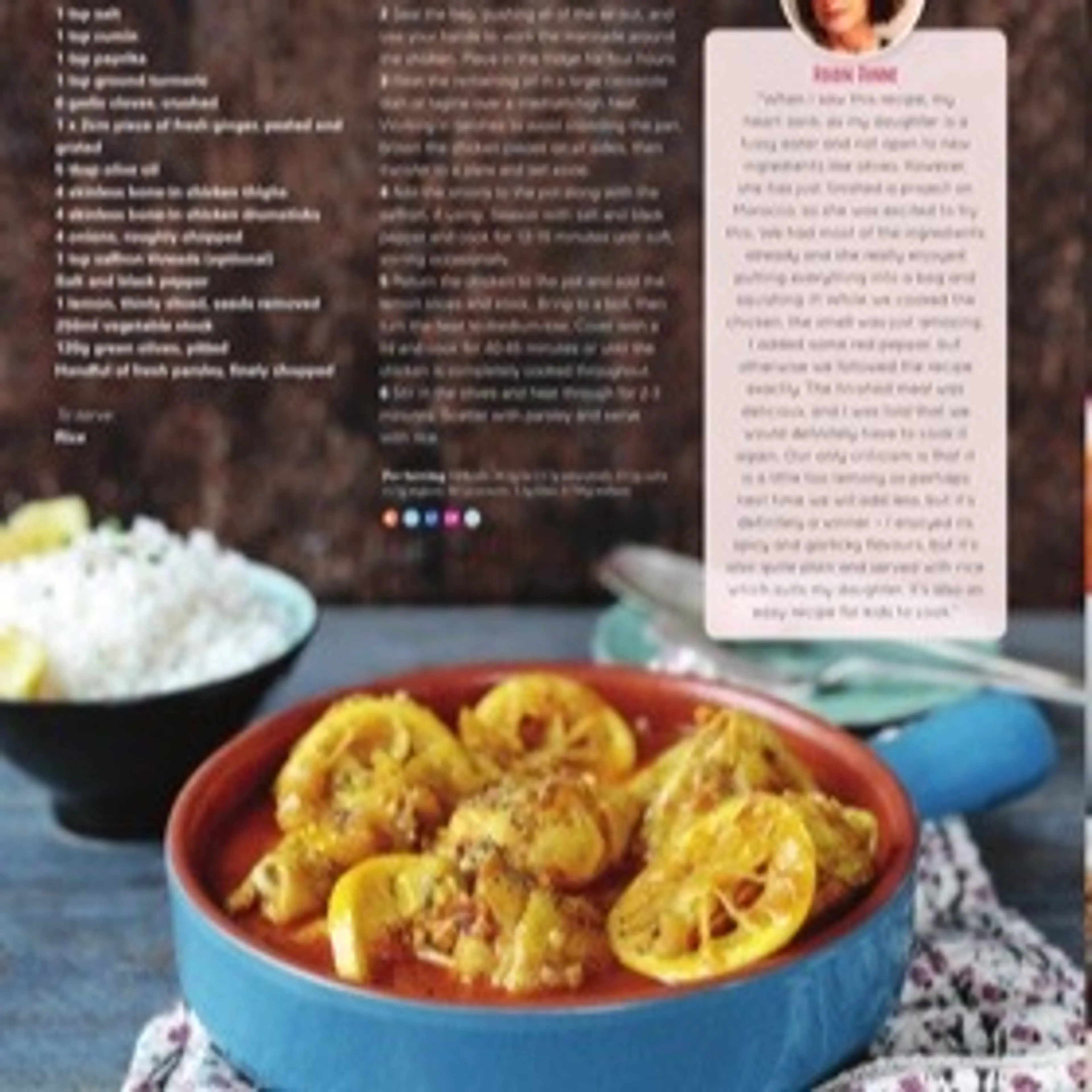 LEMON, ONION AND OLIVE CHICKEN TRGINE