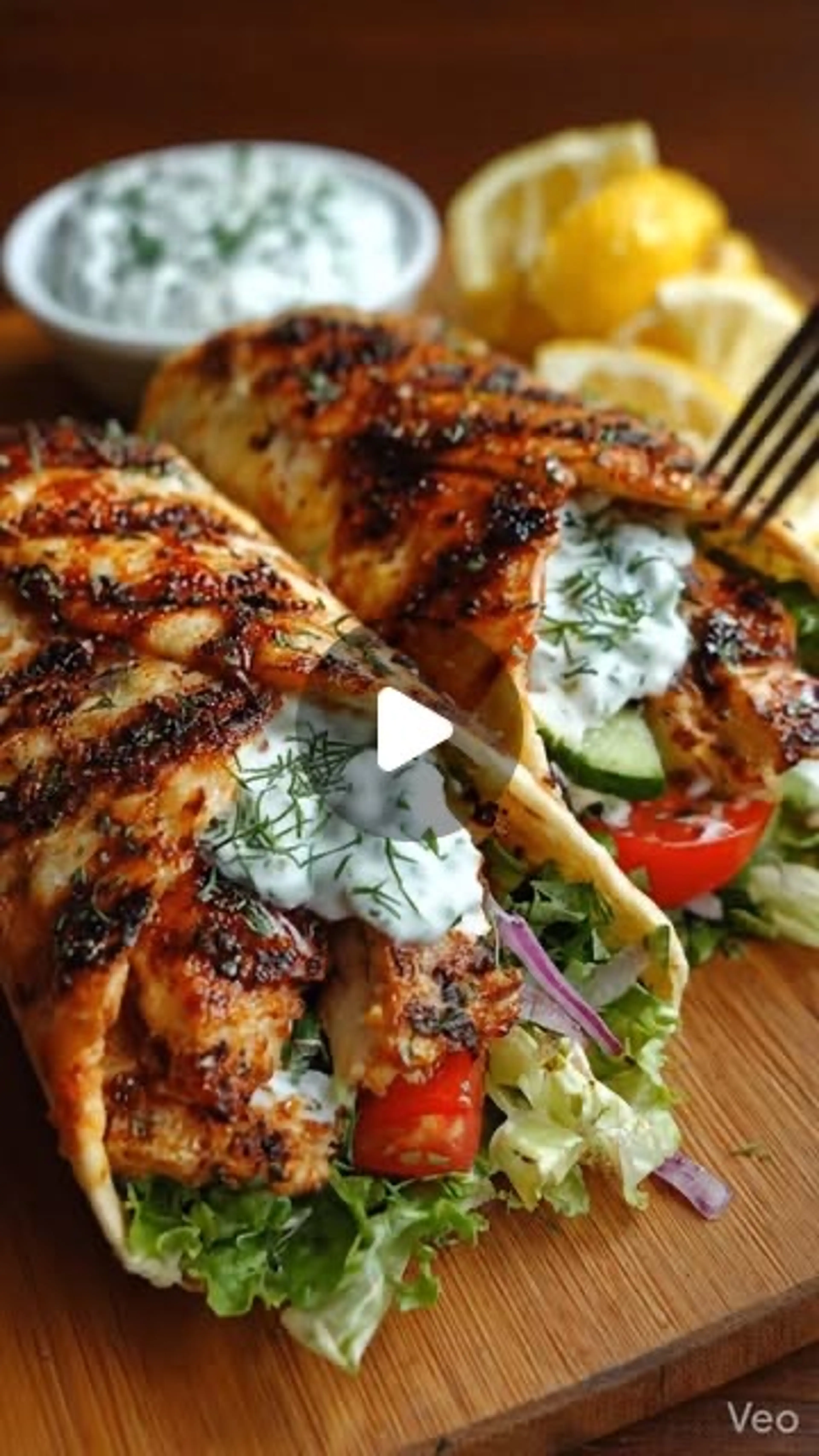 Greek Chicken Gyro Wraps with Mint Yogurt
