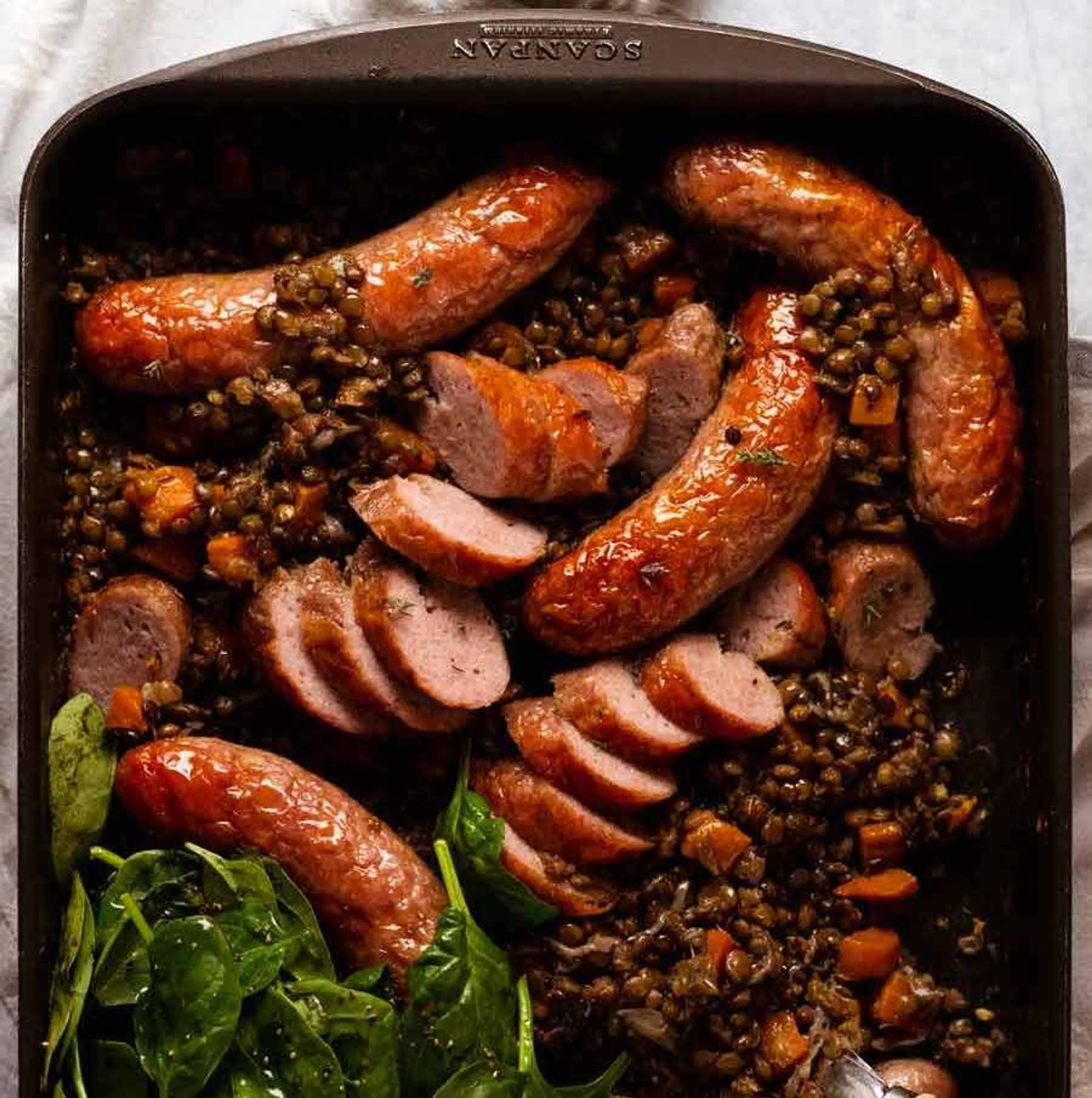 Baked Sausage & Lentils