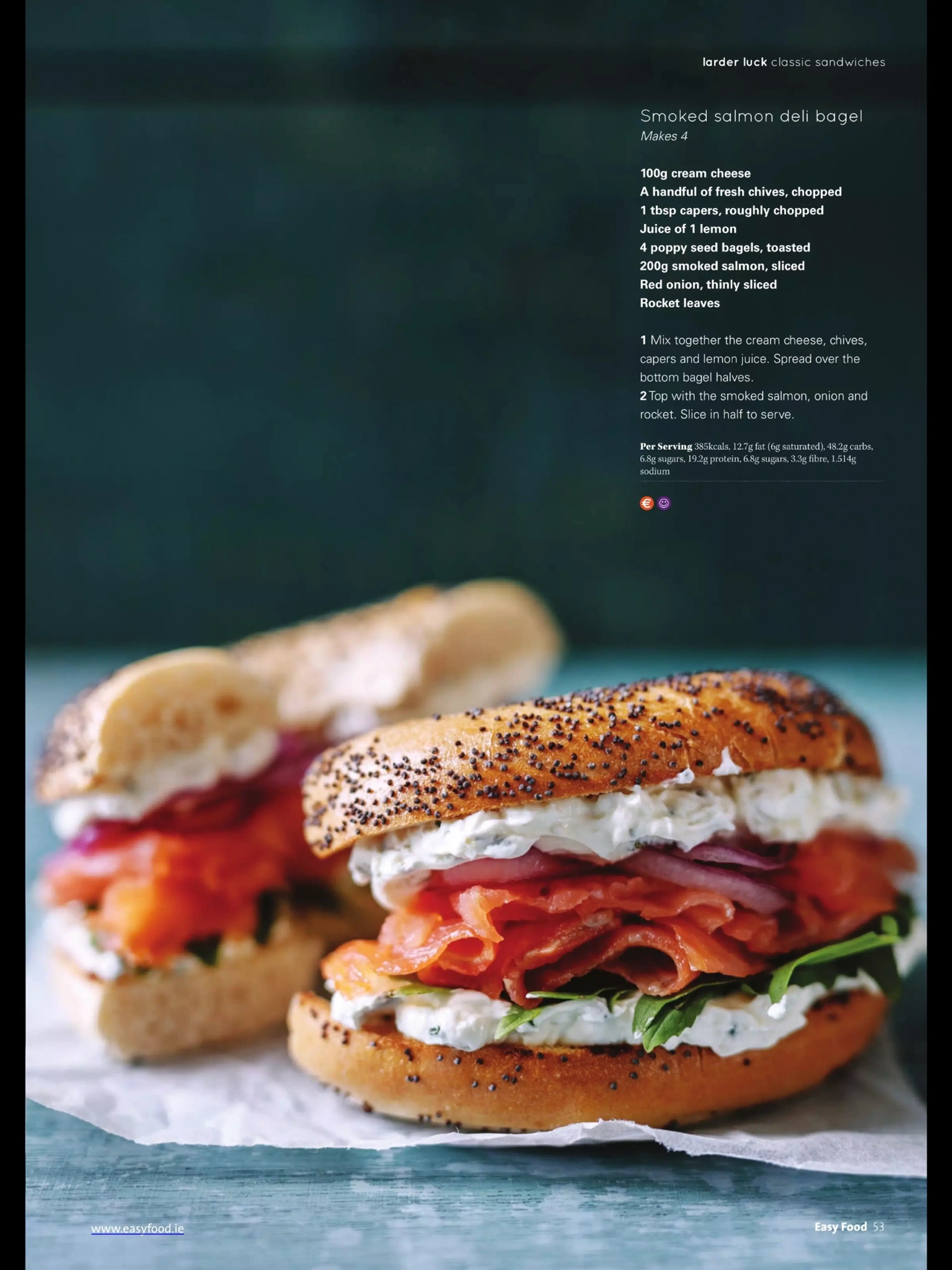 Smoked salmon deli bagel
