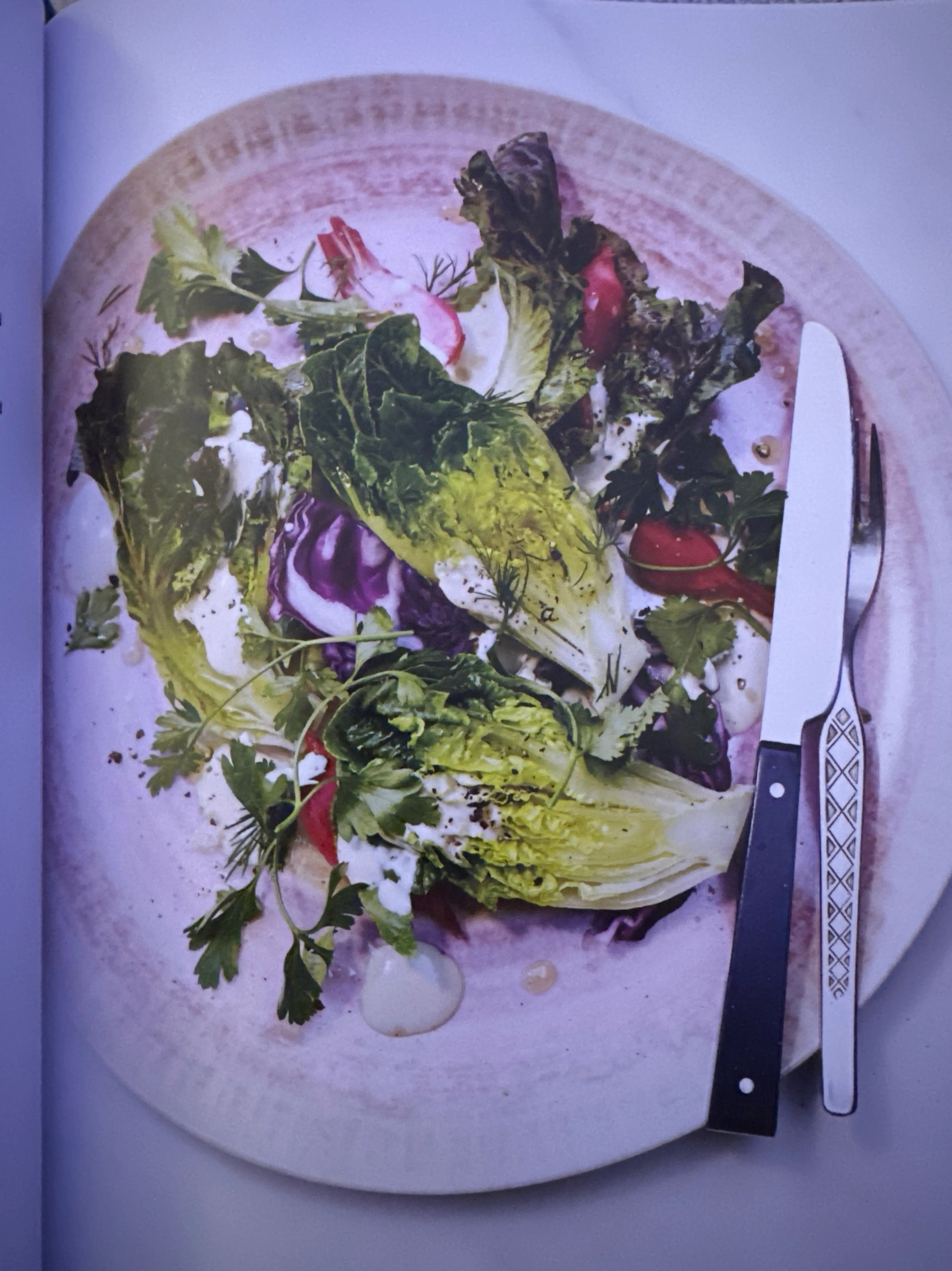 Little Gems and Cabbage with Pickled Turn and Lemony Tahini