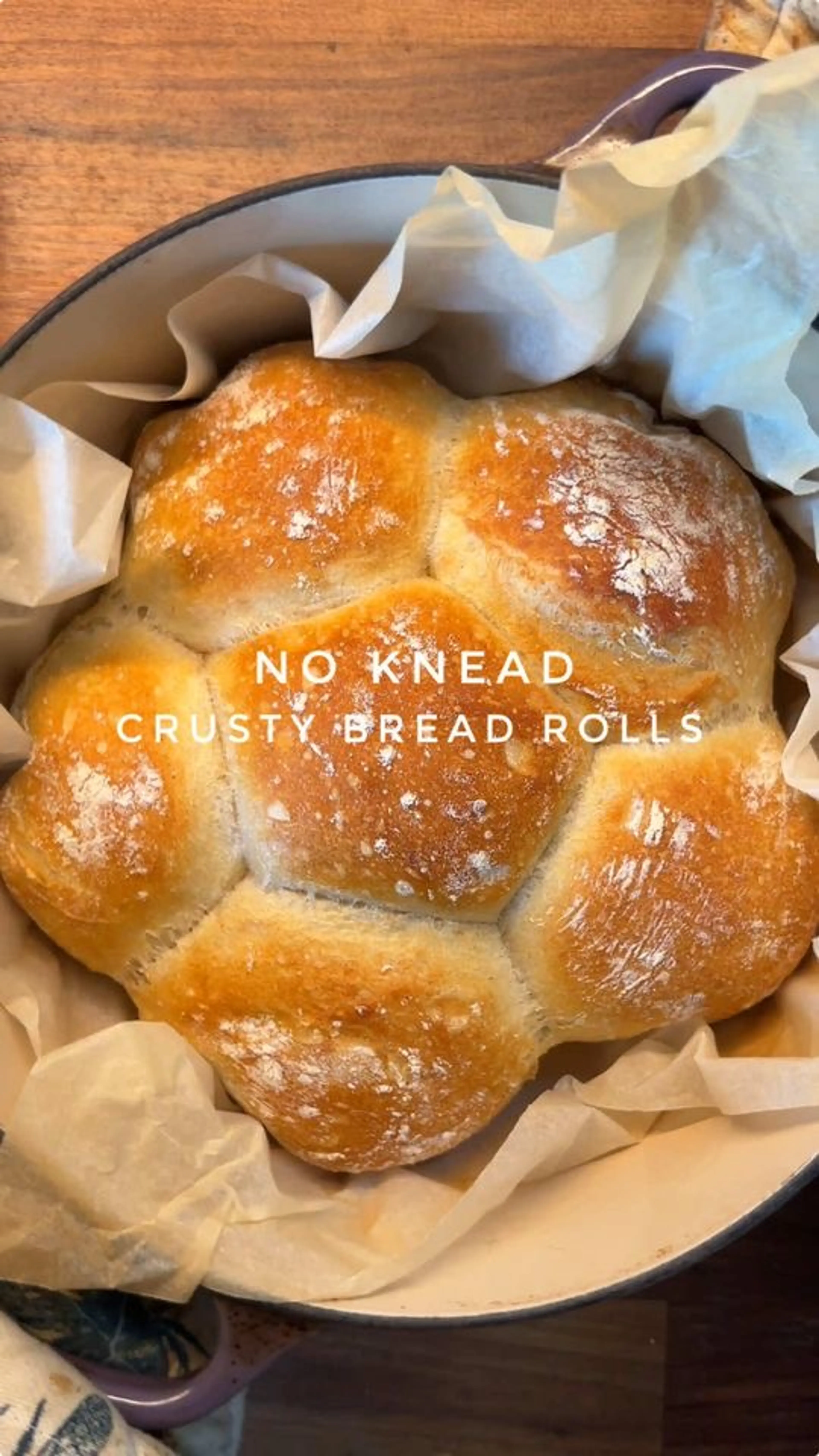 No Knead Crusty Bread Rolls