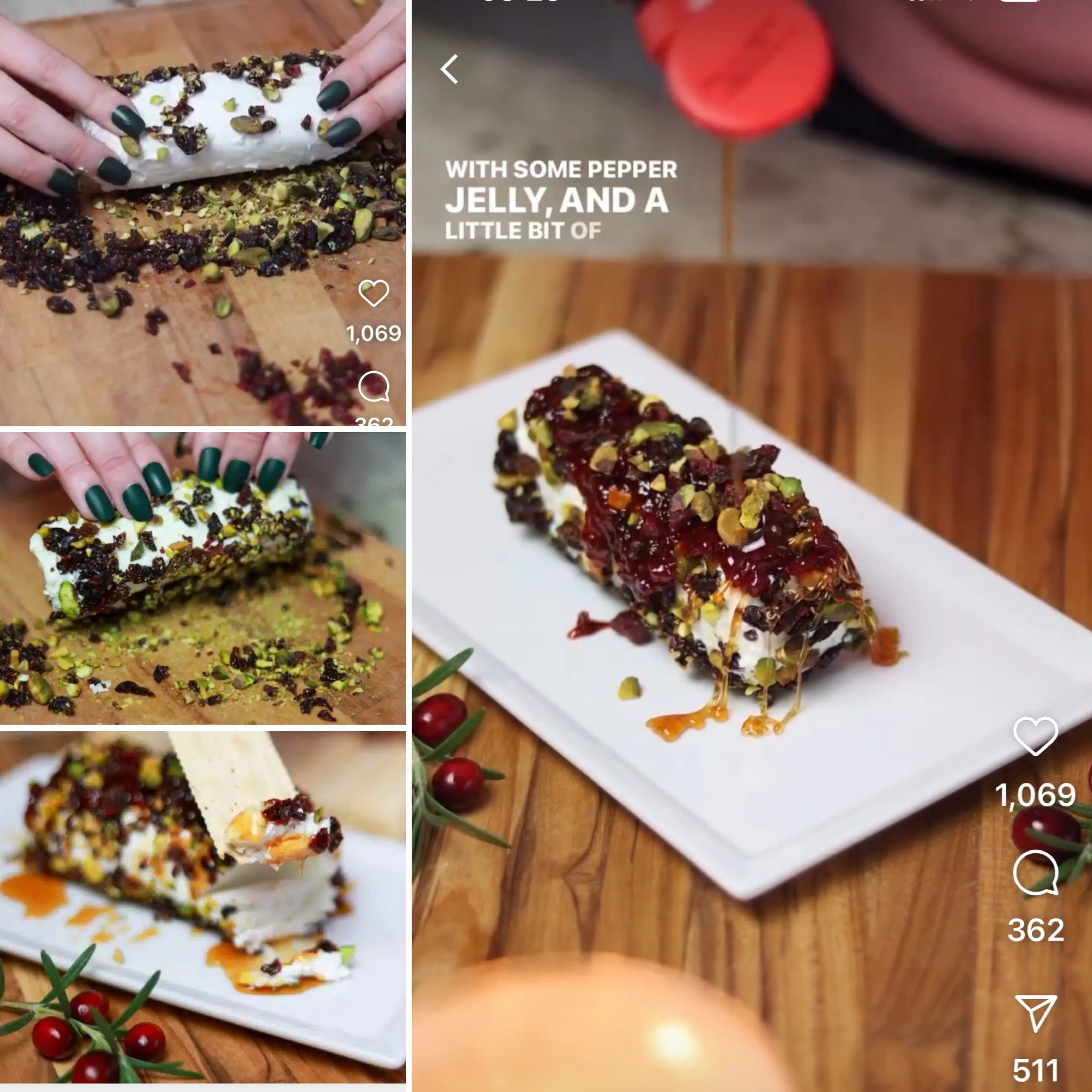 Goat Cheese Appetizer with Cranberries and Pistachios