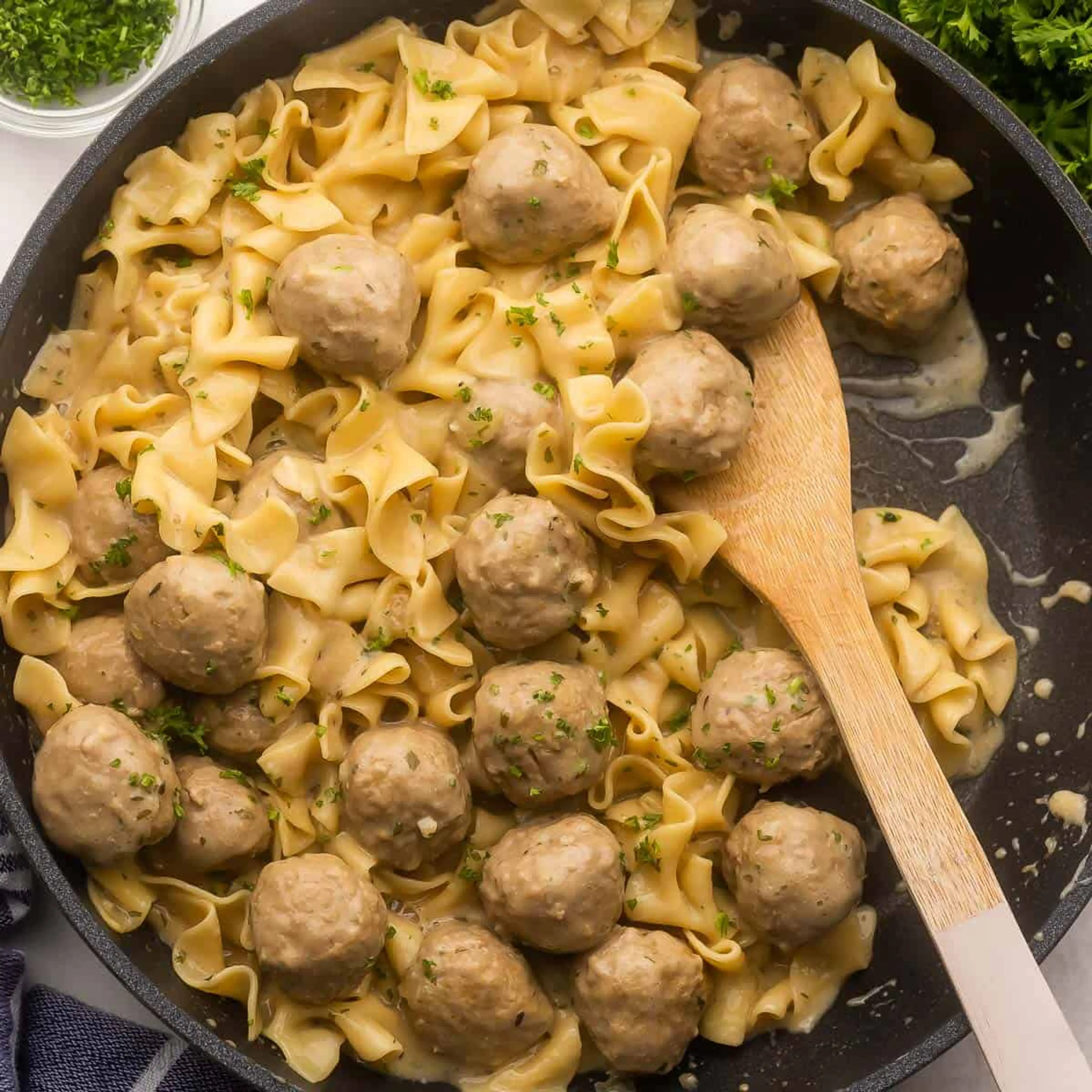 One Pan Swedish Meatballs and Noodles