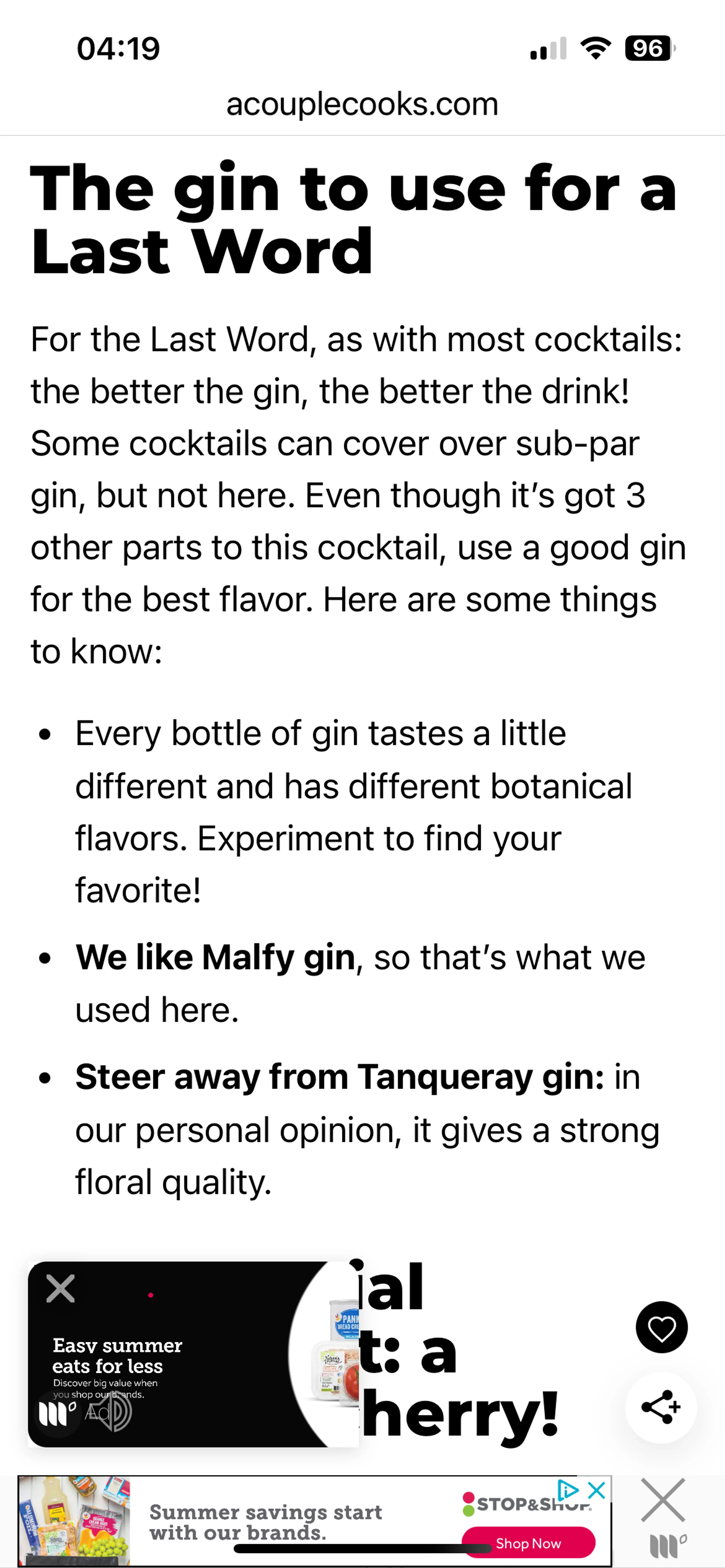 Last Word Cocktail