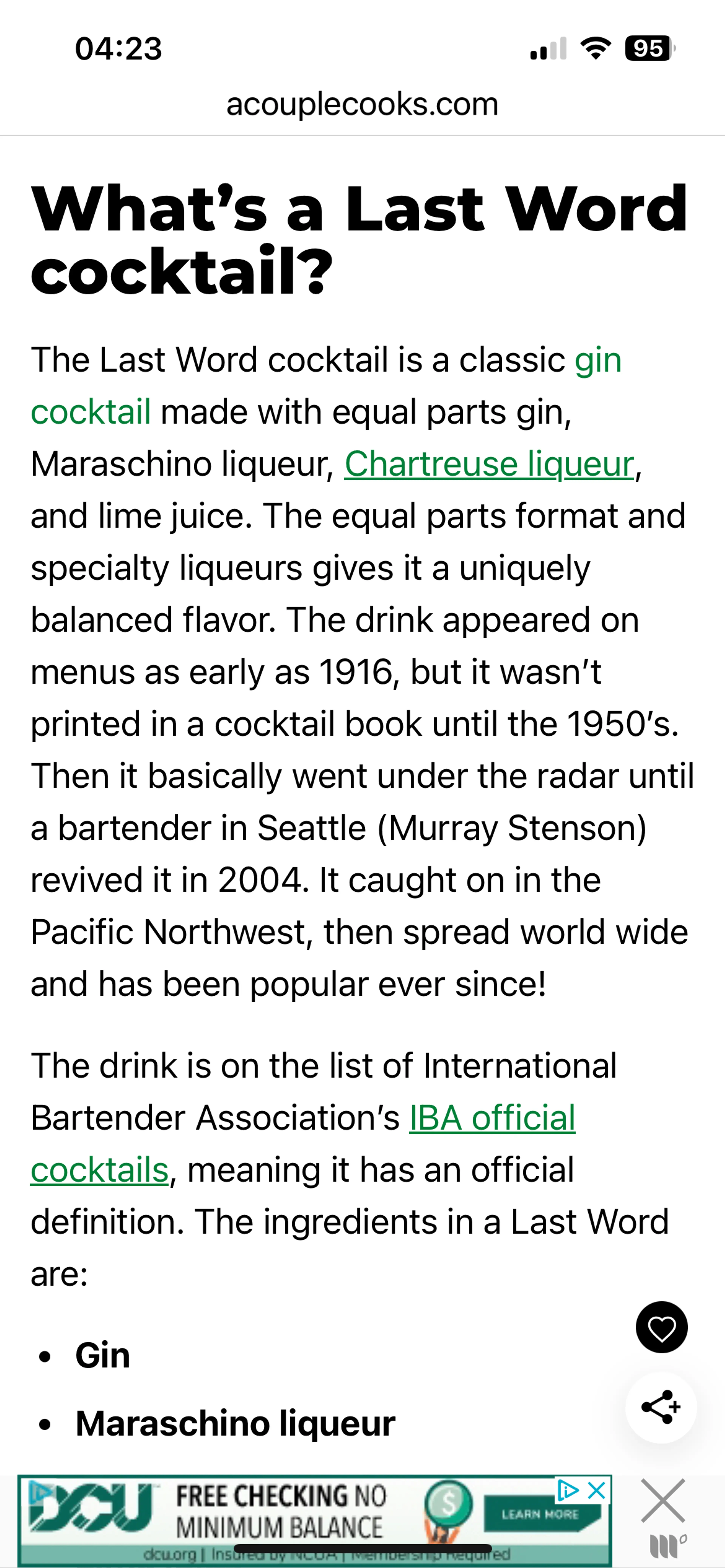 Last Word Cocktail