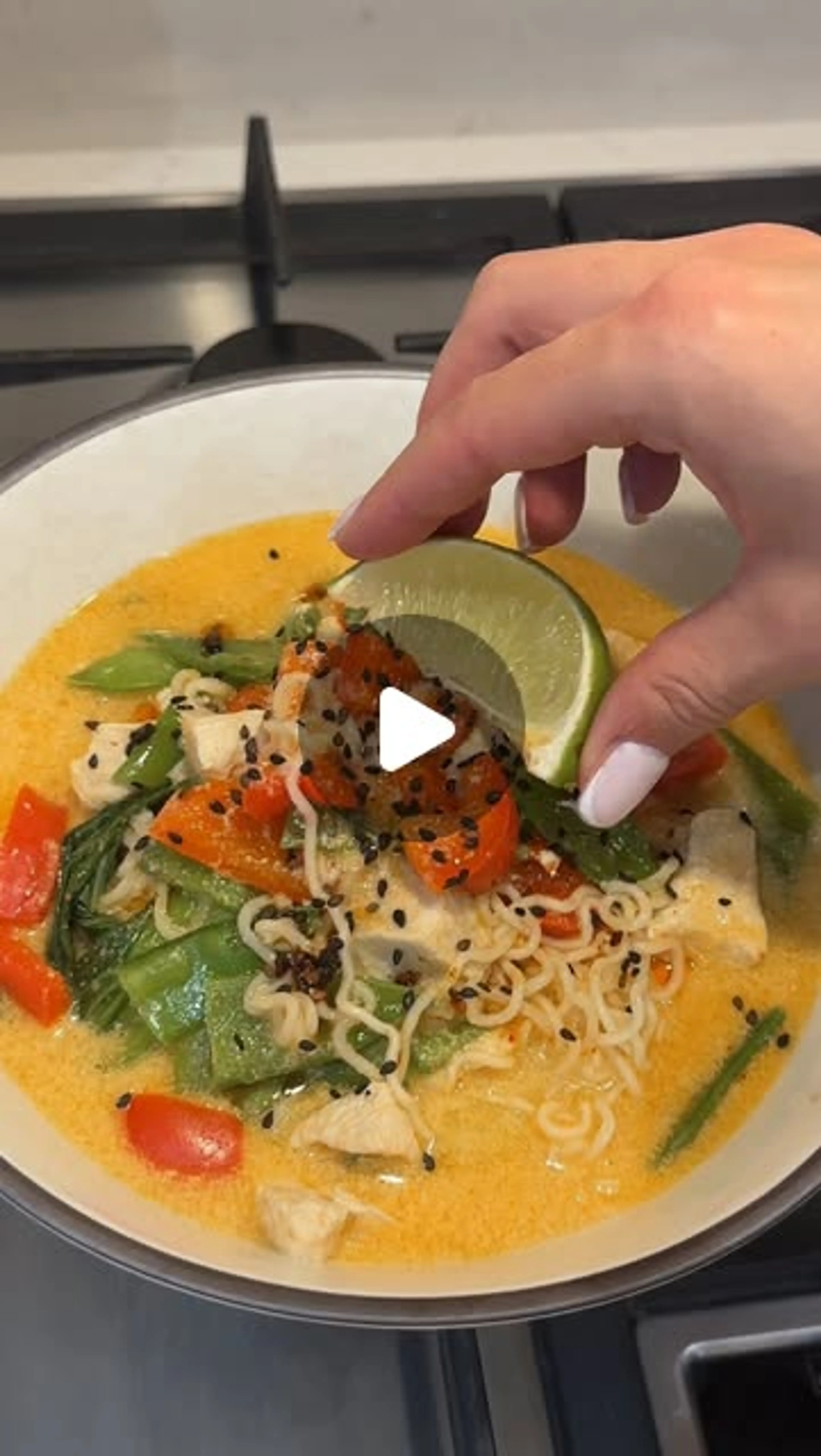 Easy & High Protein Creamy Red Thai Chicken Ramen