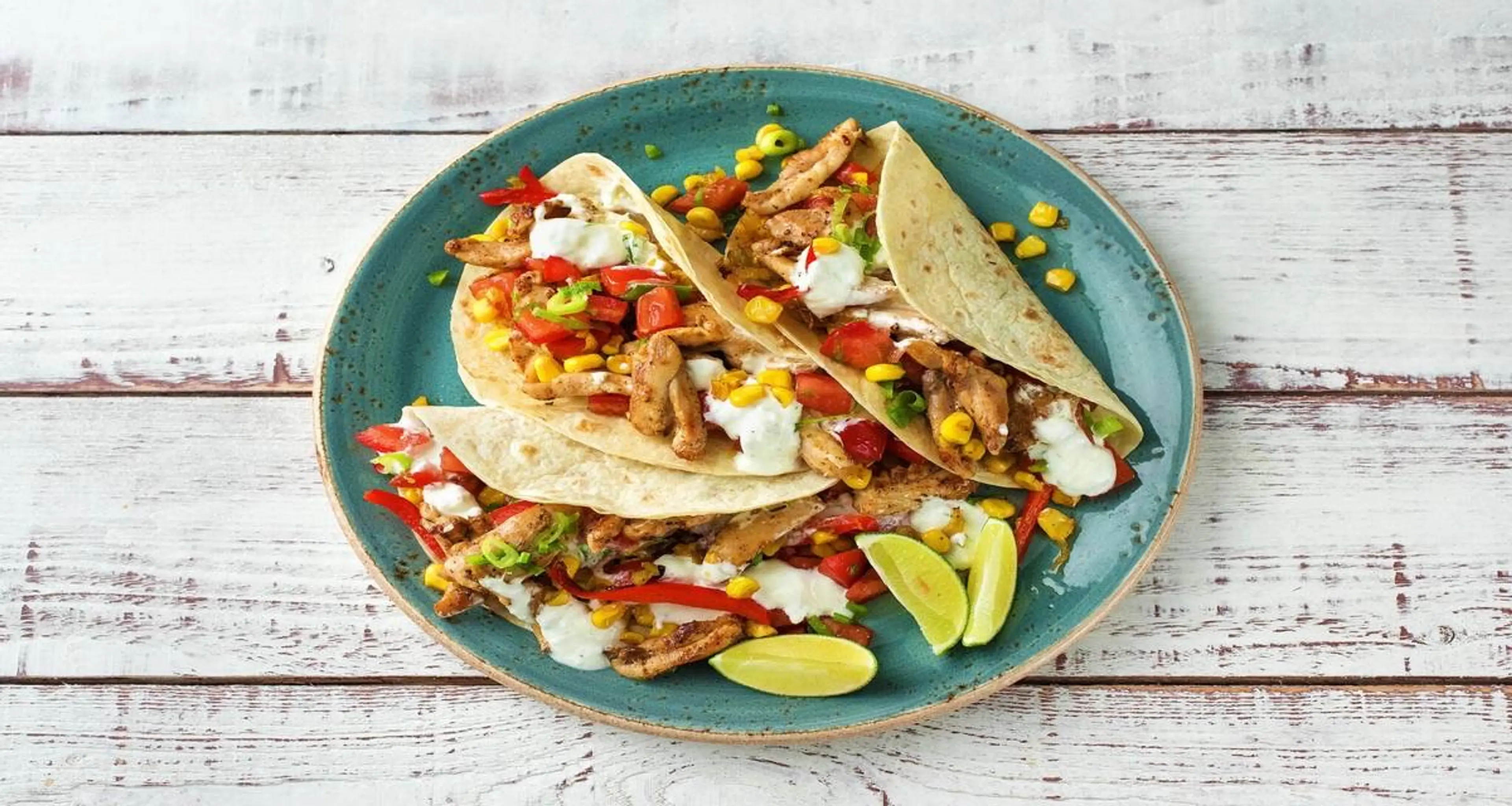 Smoky Chicken Tacos with Charred Corn, Sautéd Veggies, and S