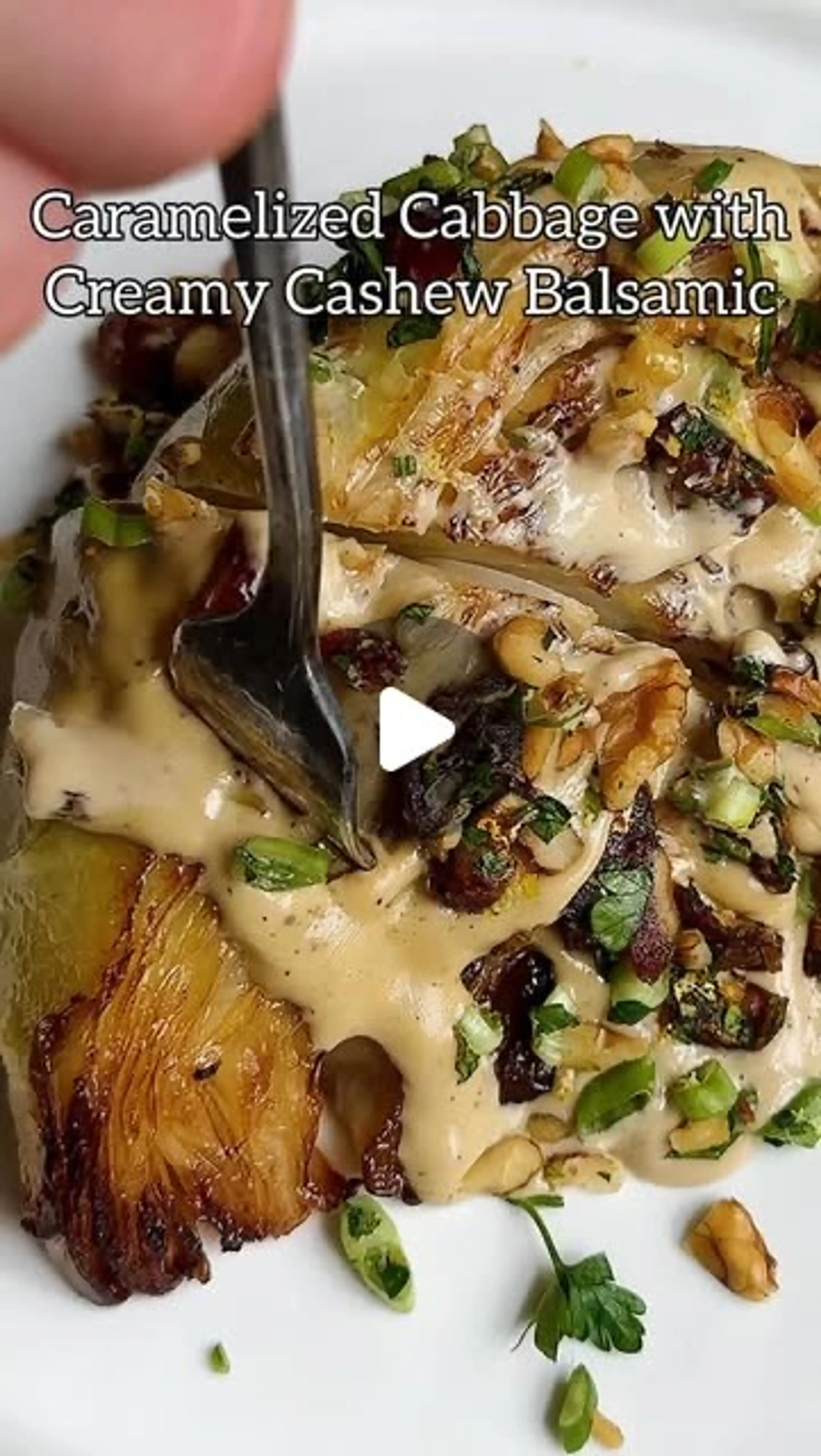 Caramelized Cabbage with Creamy Cashew Balsamic & Date-walnu