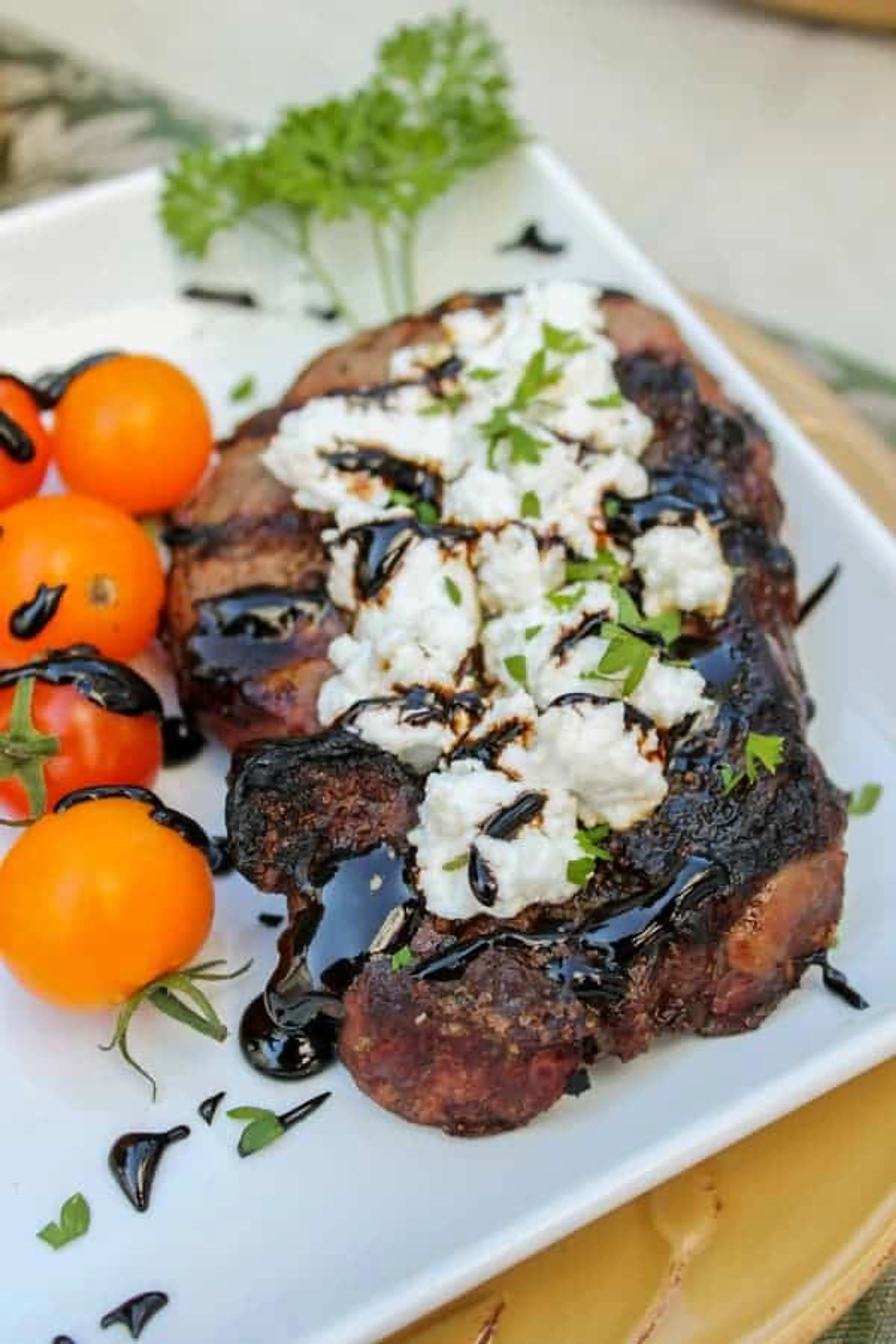 Goat Cheese Steak with Balsamic Glaze