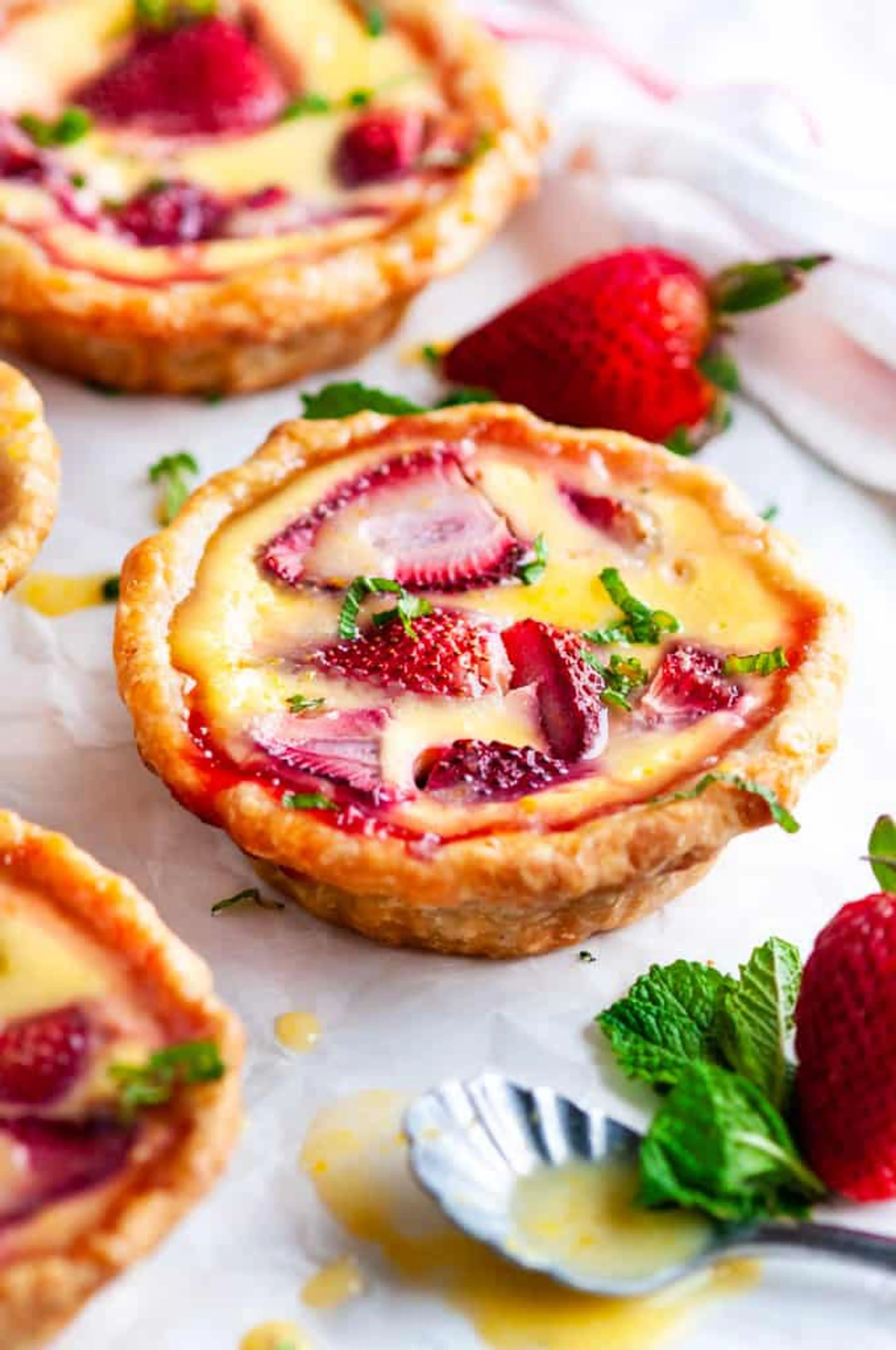 Strawberry Honey Custard Tarts with Lemon Curd