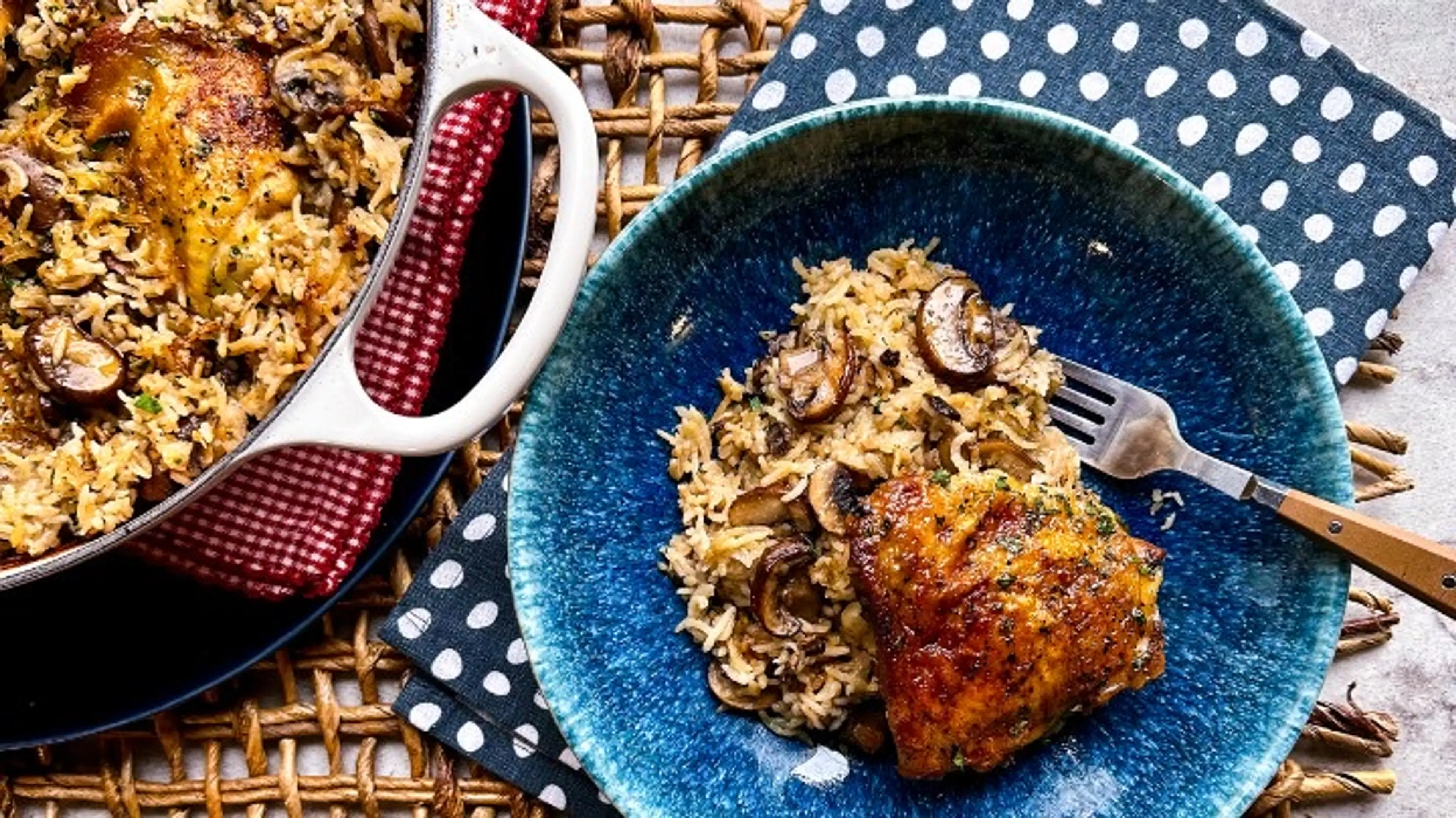 Mary Berg's One-Pan Mushroom Chicken and Rice Bake