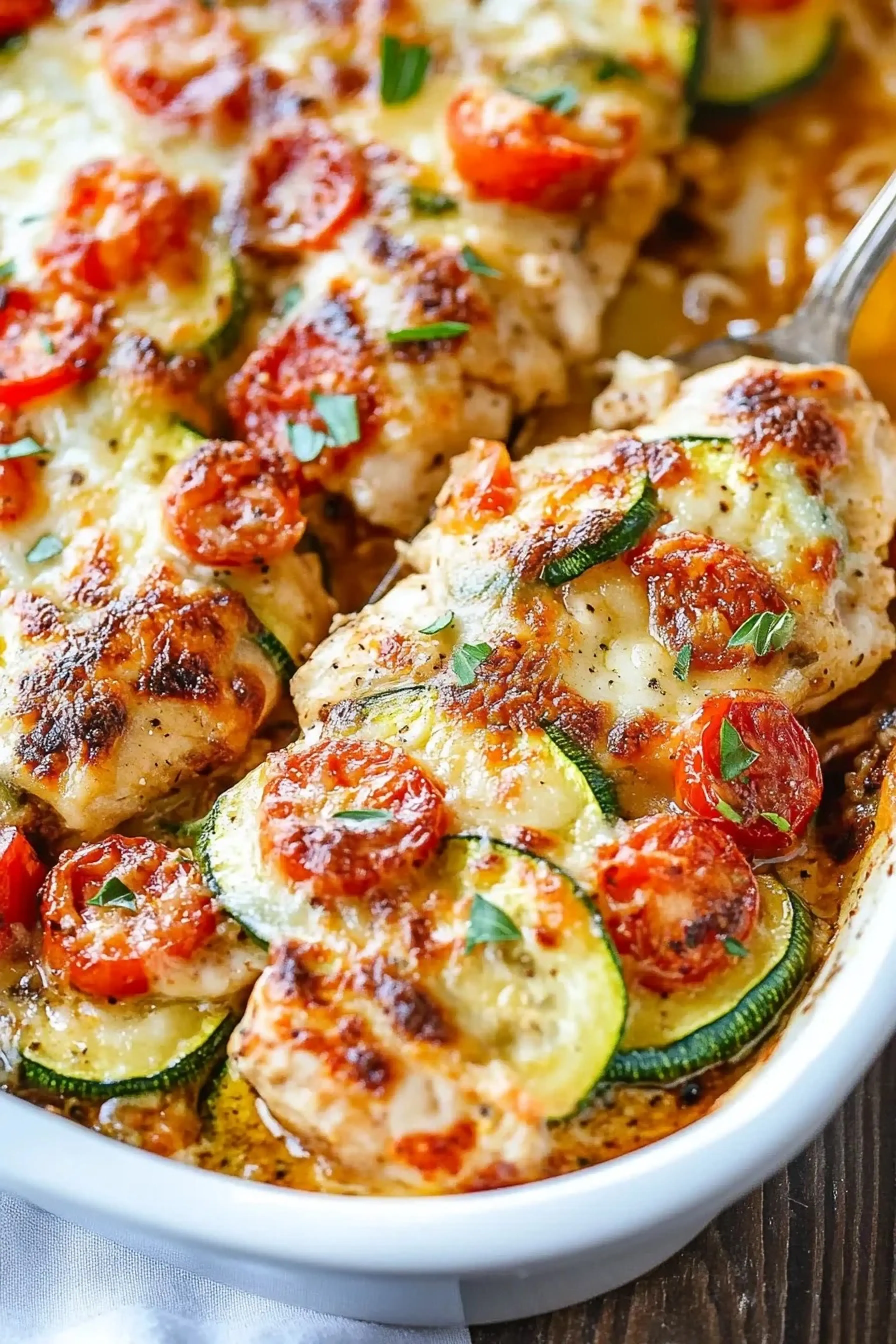 Mediterranean Chicken Zucchini Bake
