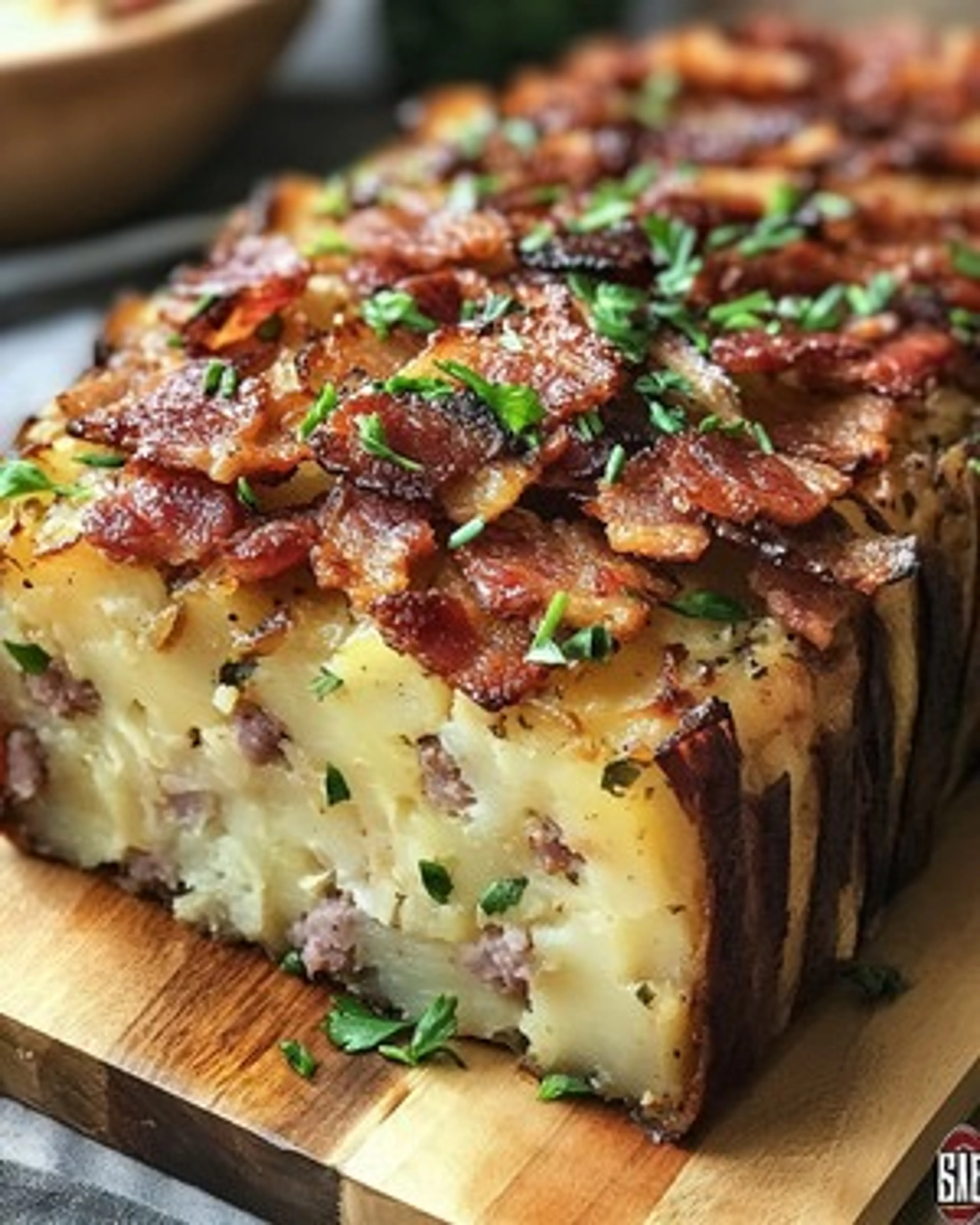 Bacon and Sausage-Stuffed Potato Loaf