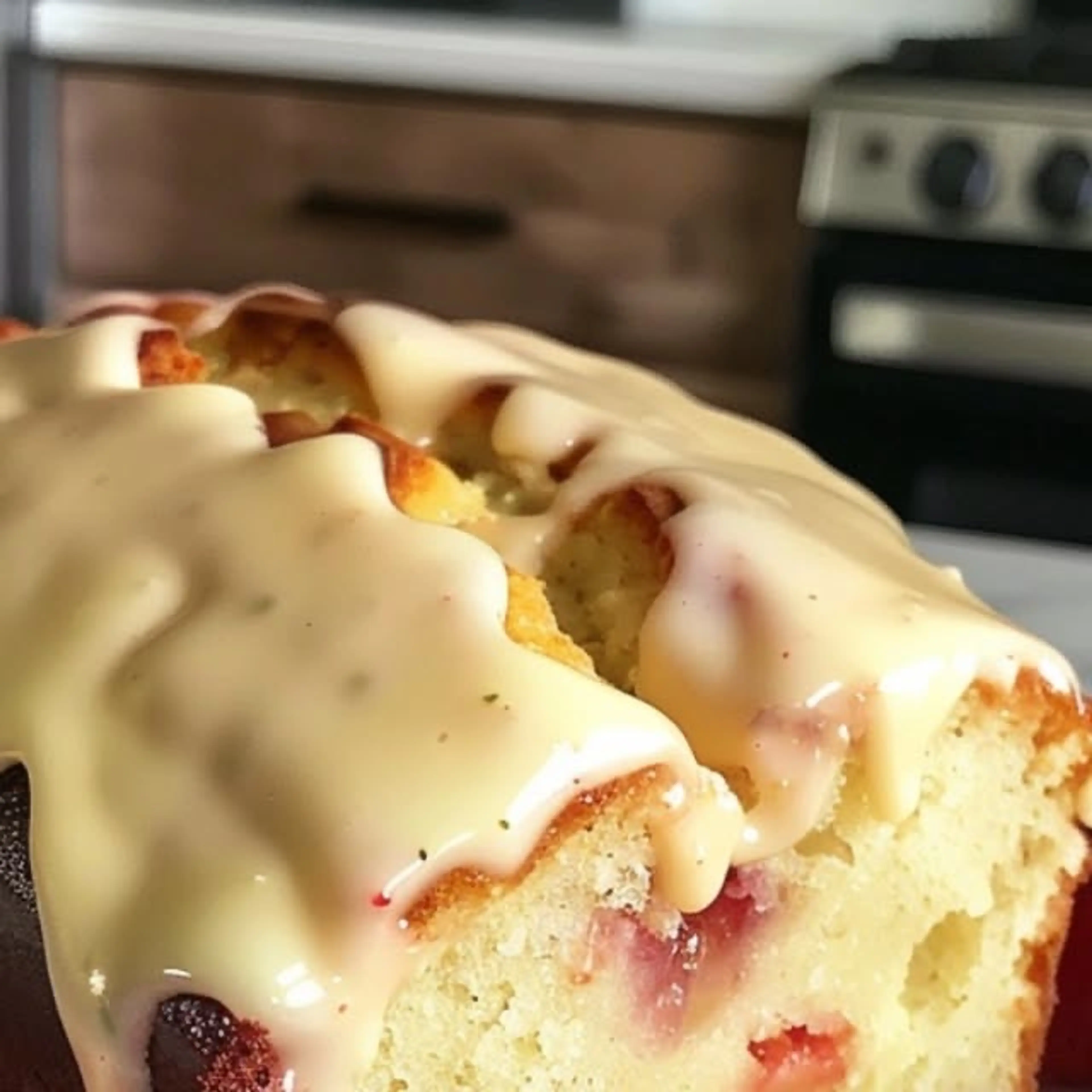 Soft Strawberry Loaf with Vanilla Icing