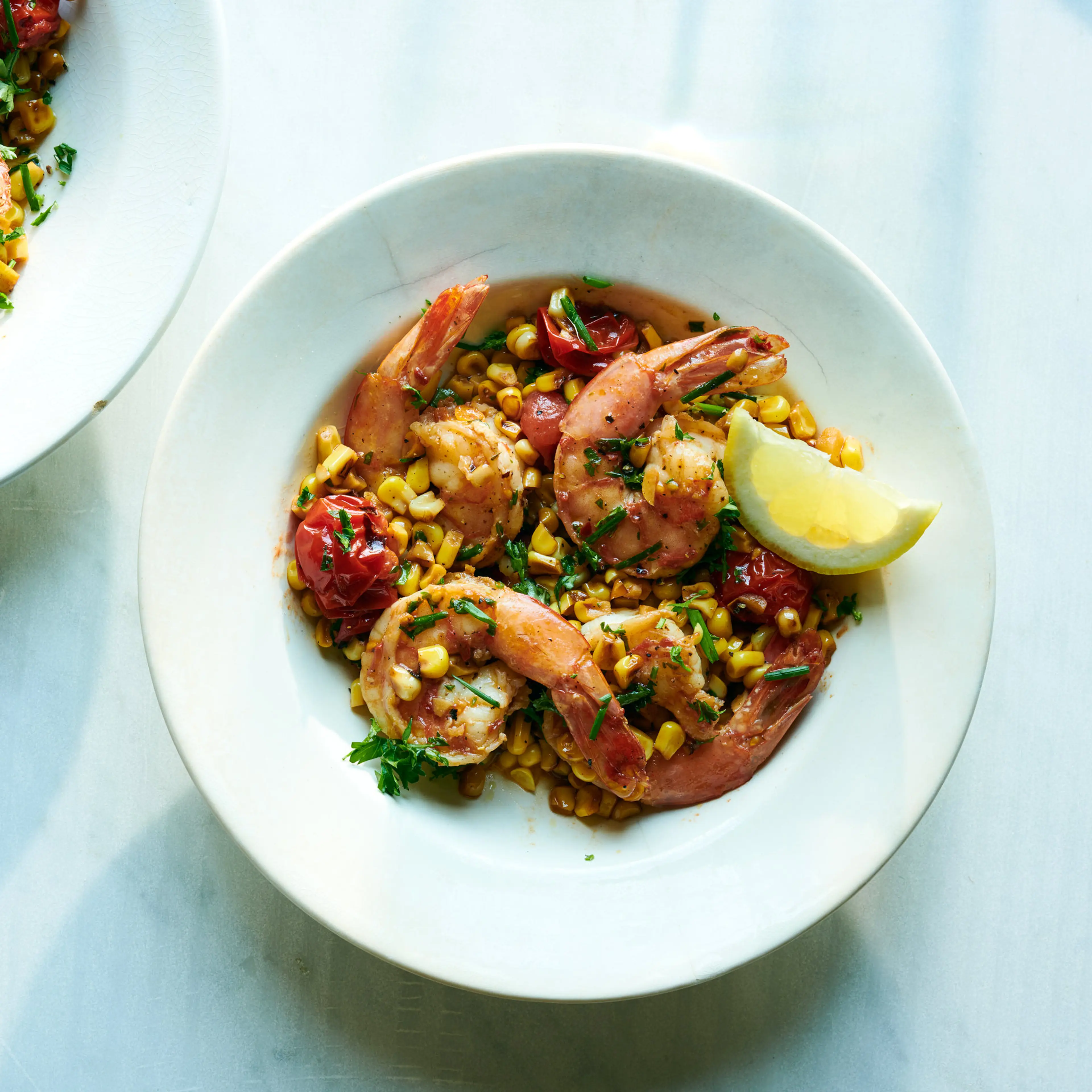 Summer Shrimp Scampi With Tomatoes and Corn
