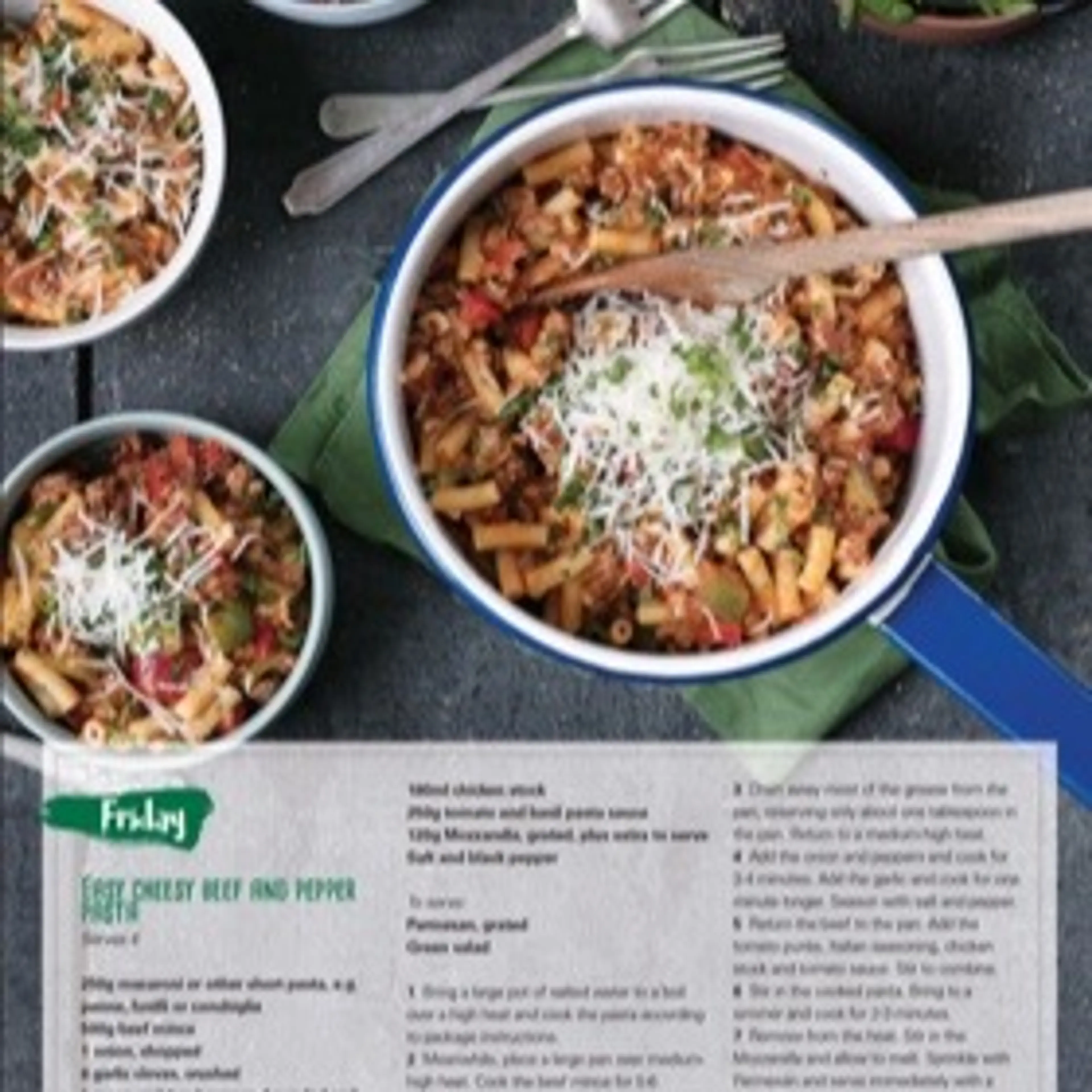 EASY CHEESY BEEF AND PEPPER PASTA
