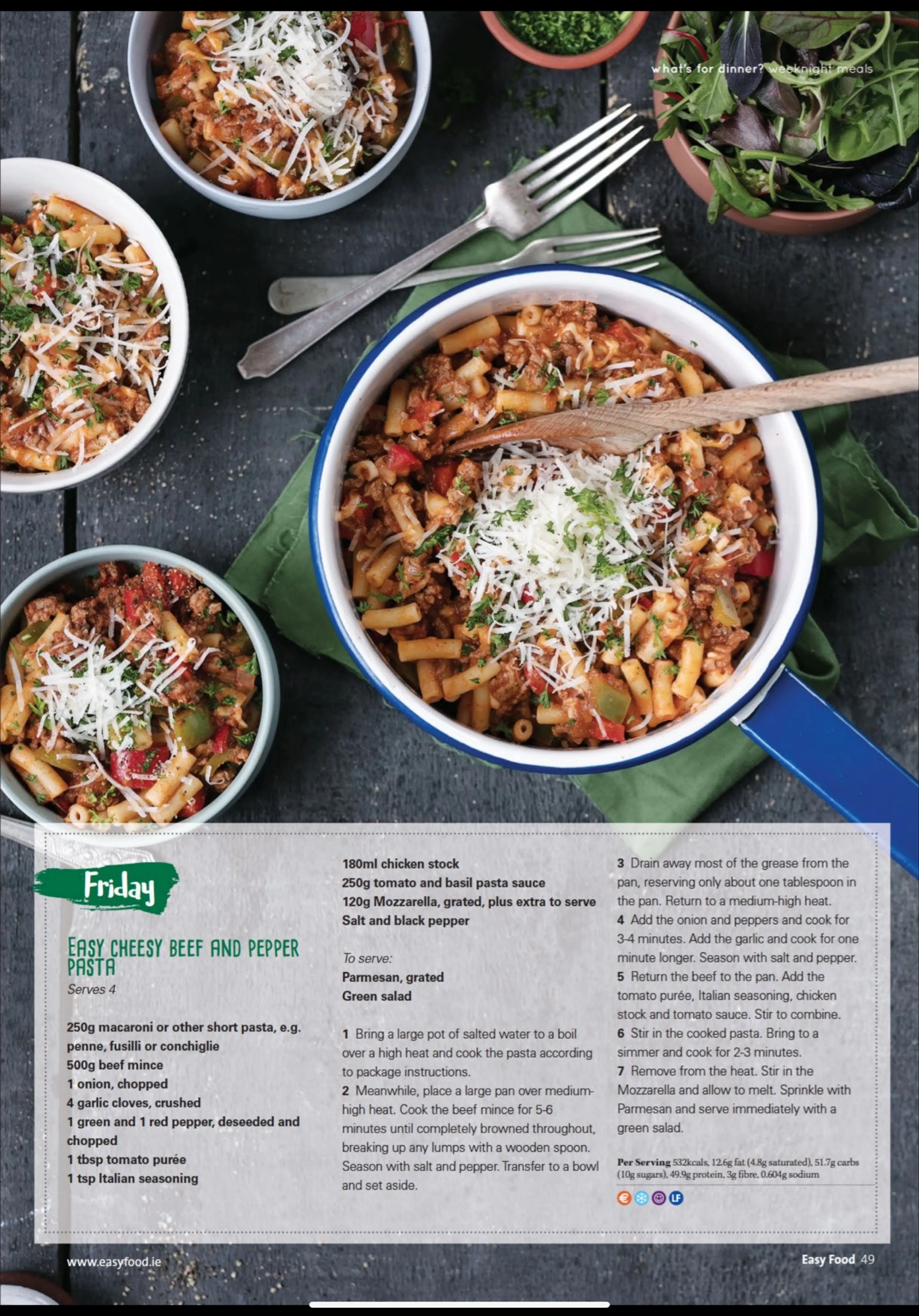 EASY CHEESY BEEF AND PEPPER PASTA