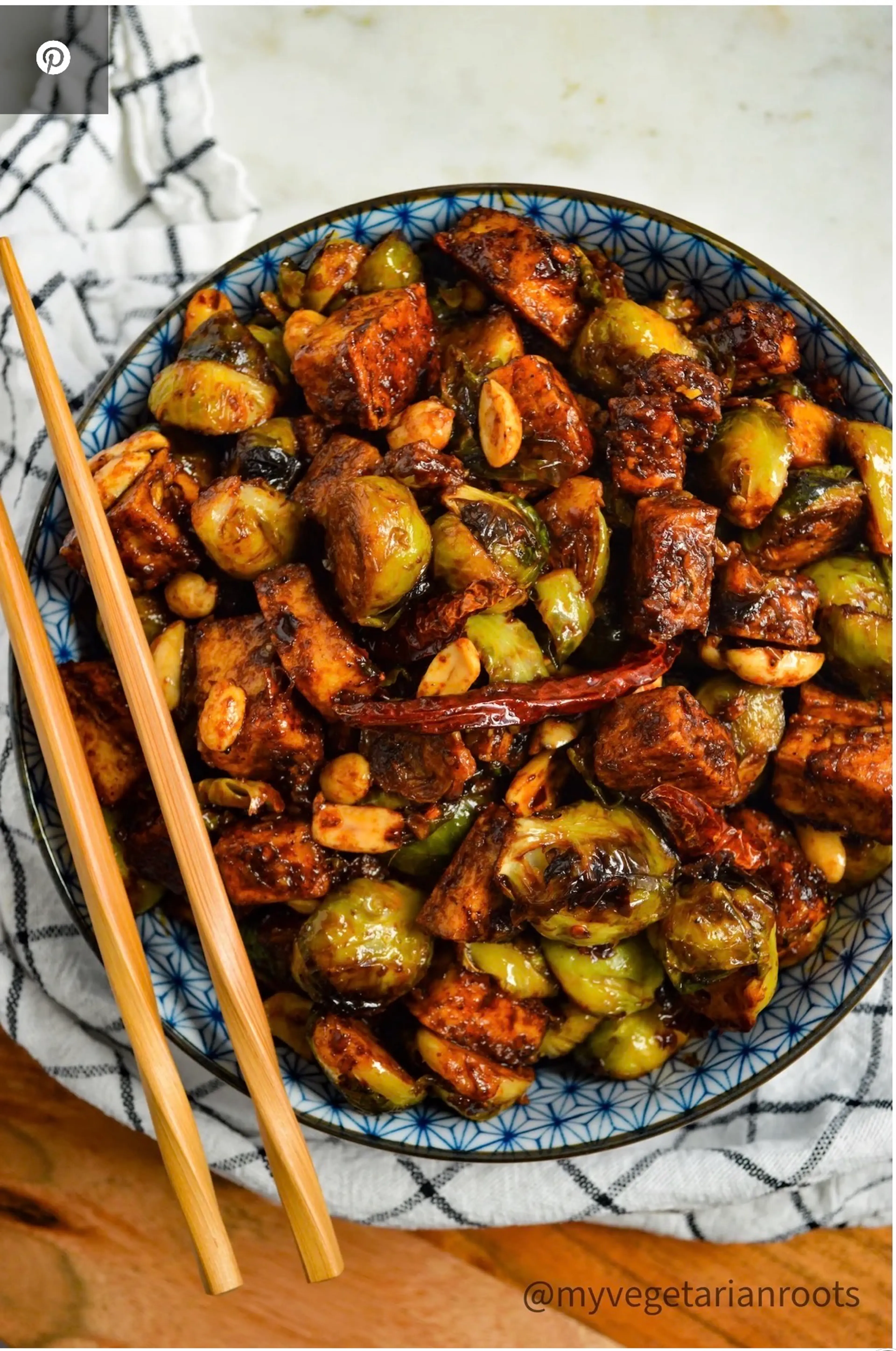 Kung Pao Brussels Sprout with Tofu