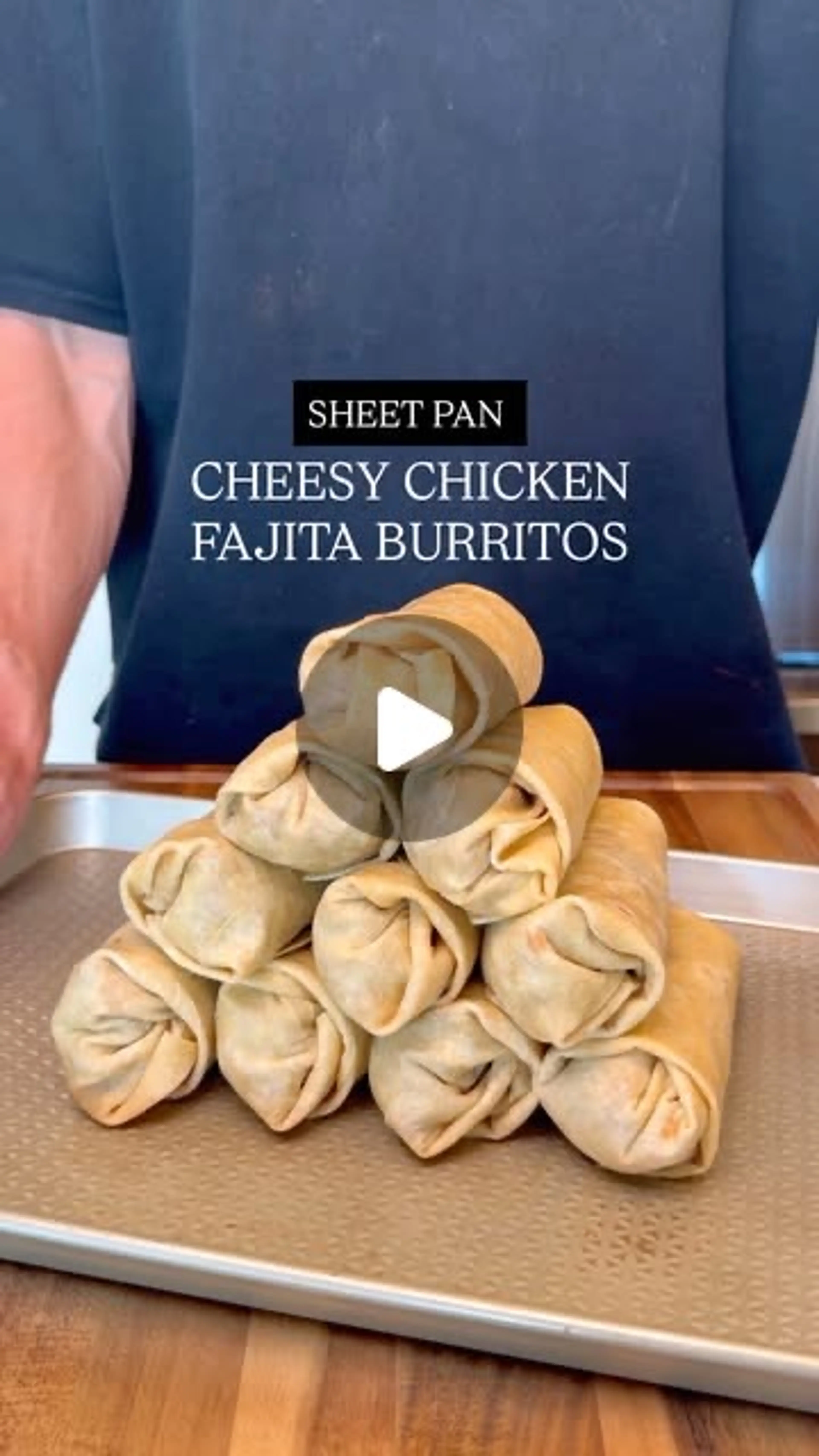 Sheet Pan Cheesy Chicken Fajita Burritos
