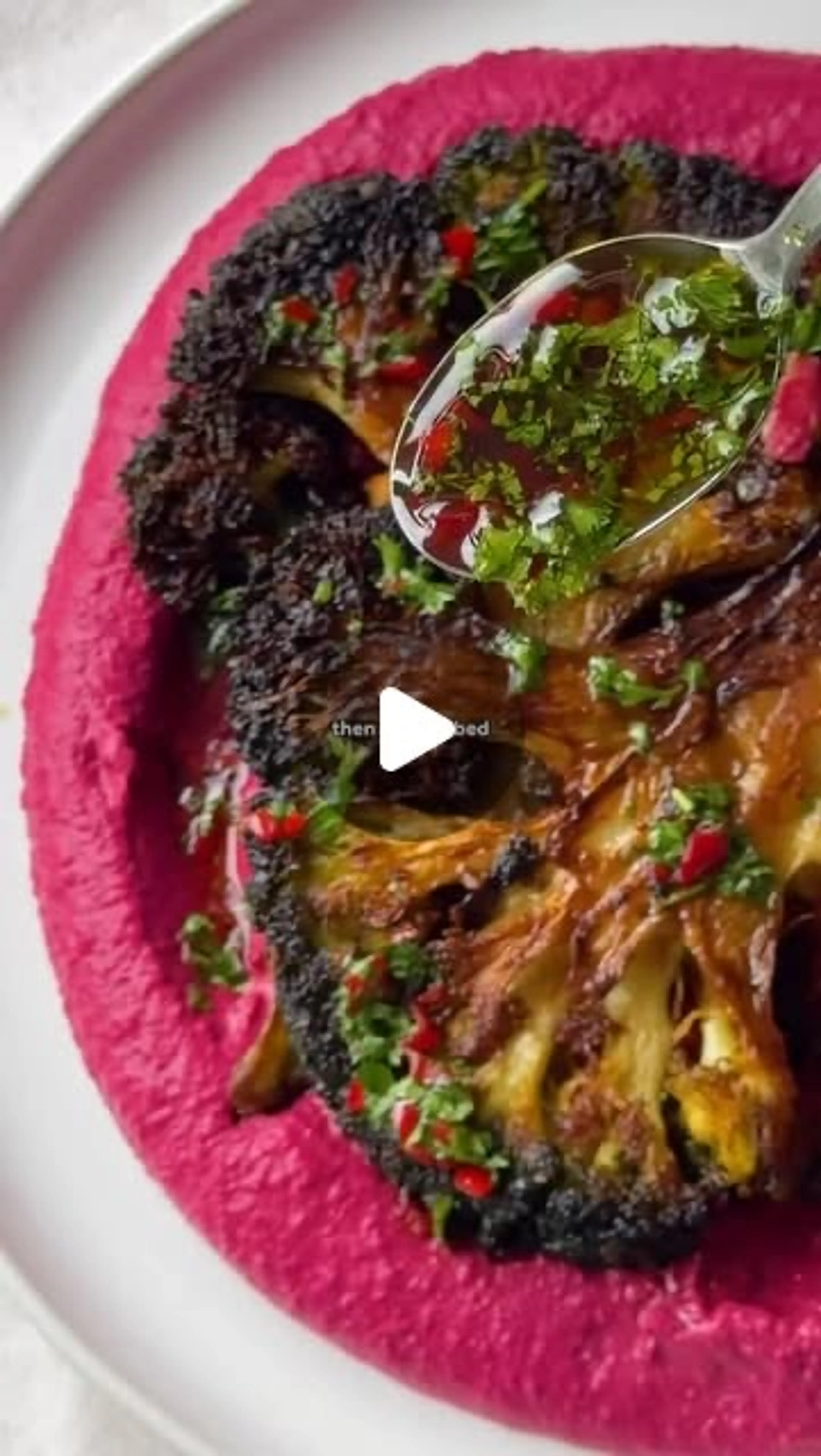 Broccoli Steaks + Beetroot Hummus