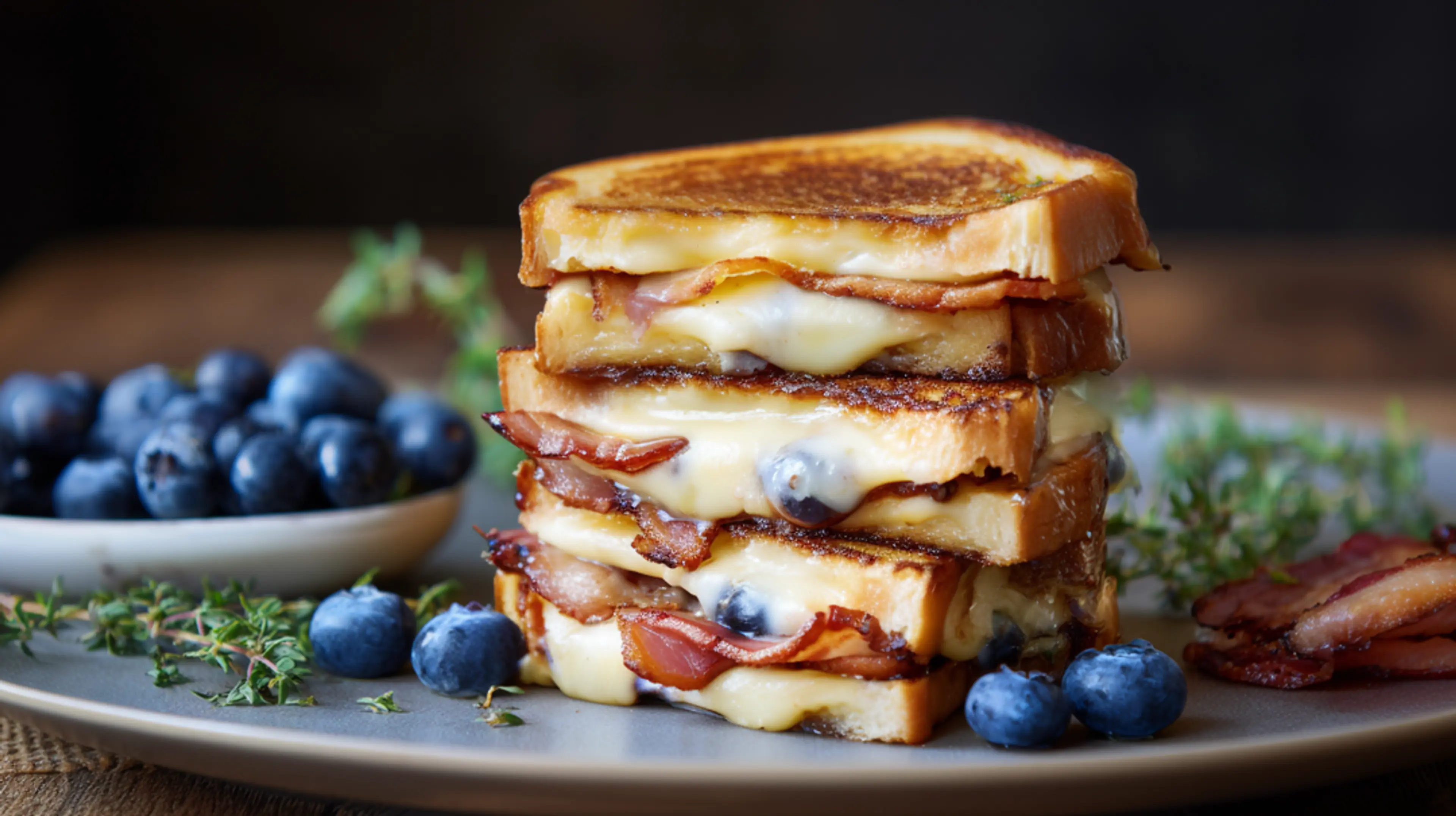 Blueberry, Bacon, & Brie Grilled Cheese