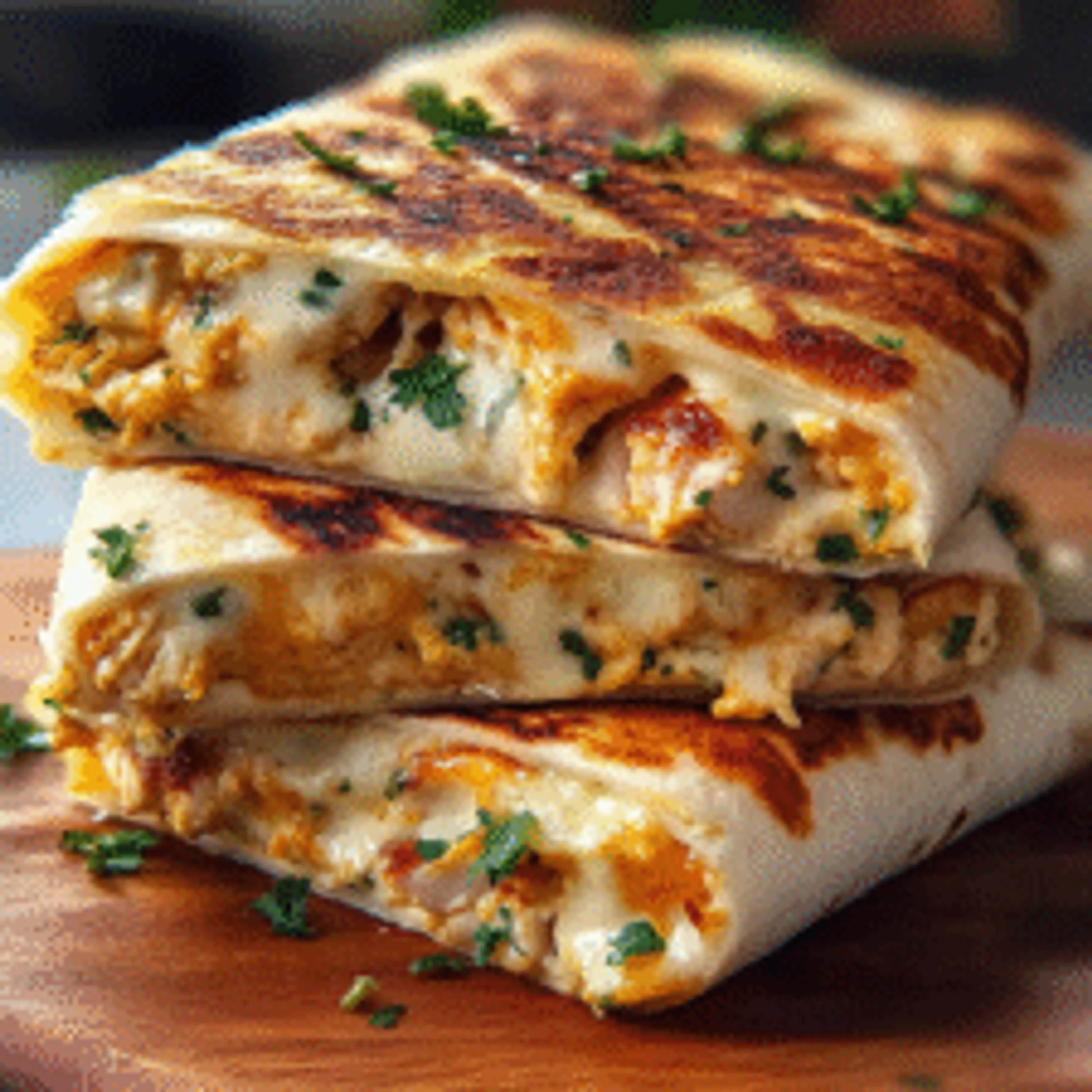 Ooey-Gooey Cheesy Garlic Chicken Wraps