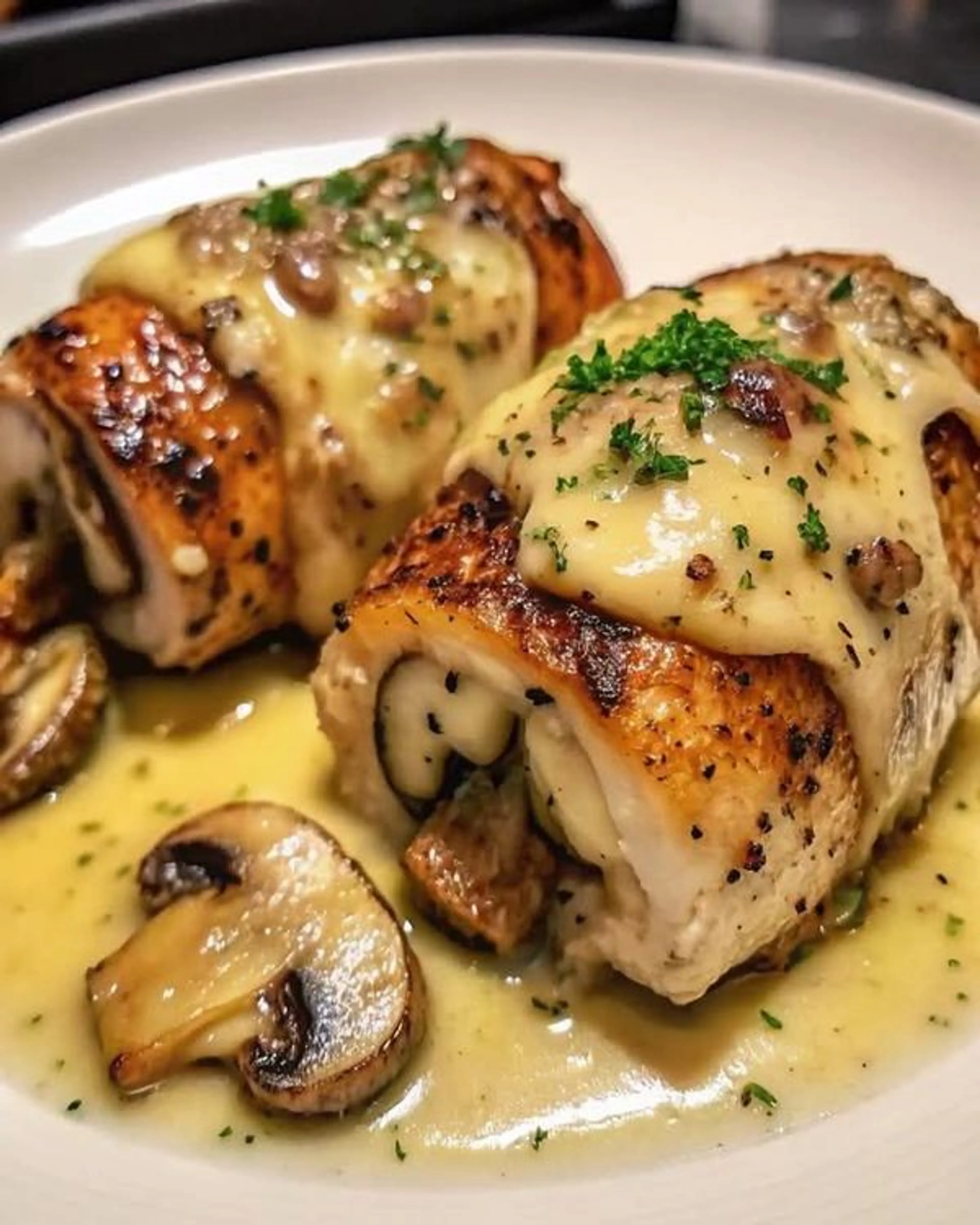 Cheesy Garlic Butter Mushroom Stuffed Chicken That’s Sure to