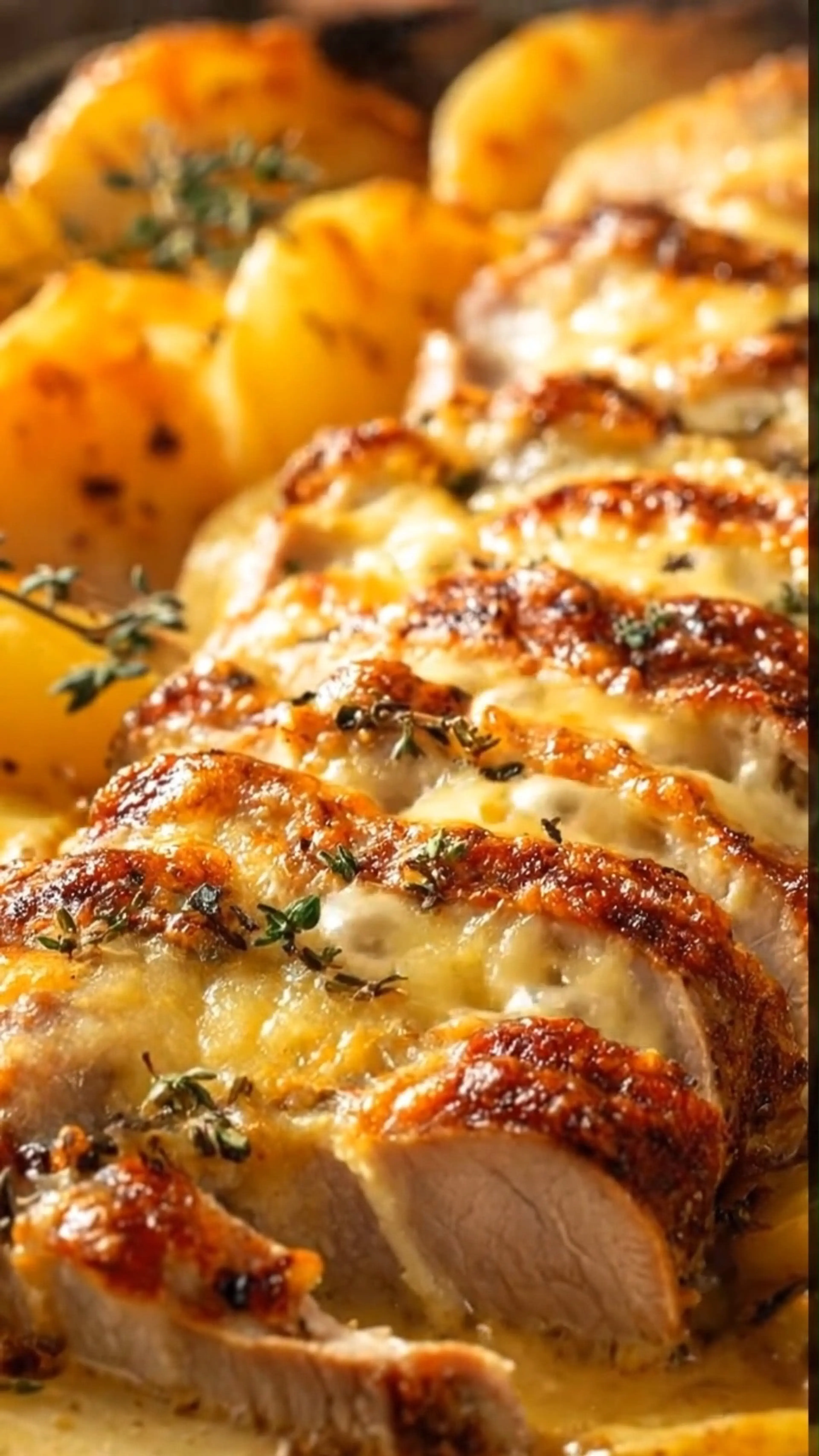 Garlic Herb Pork Loin & Potatoes -  Cheesy