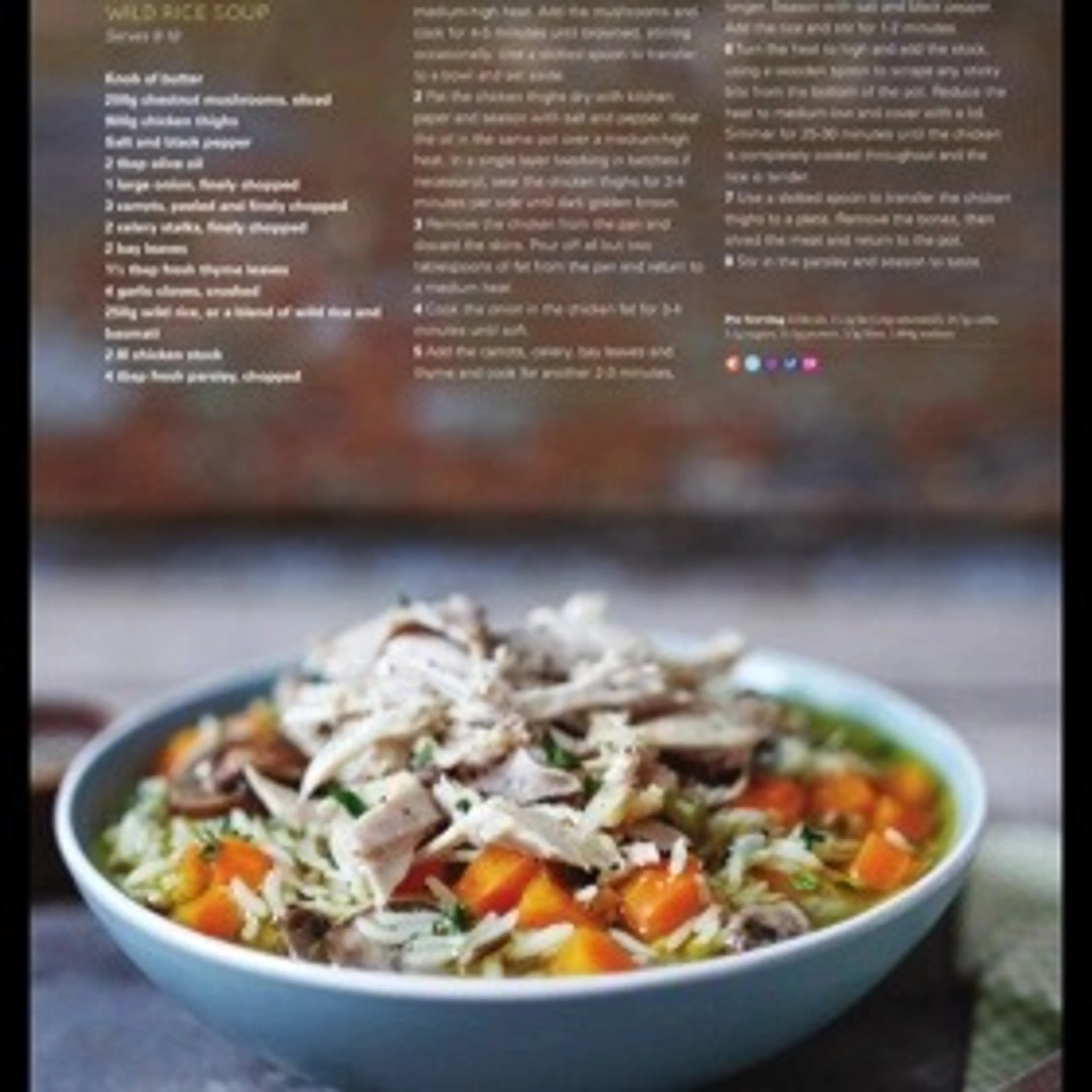 CHICKEN, MUSHROOM AND WILD RICE SOUP