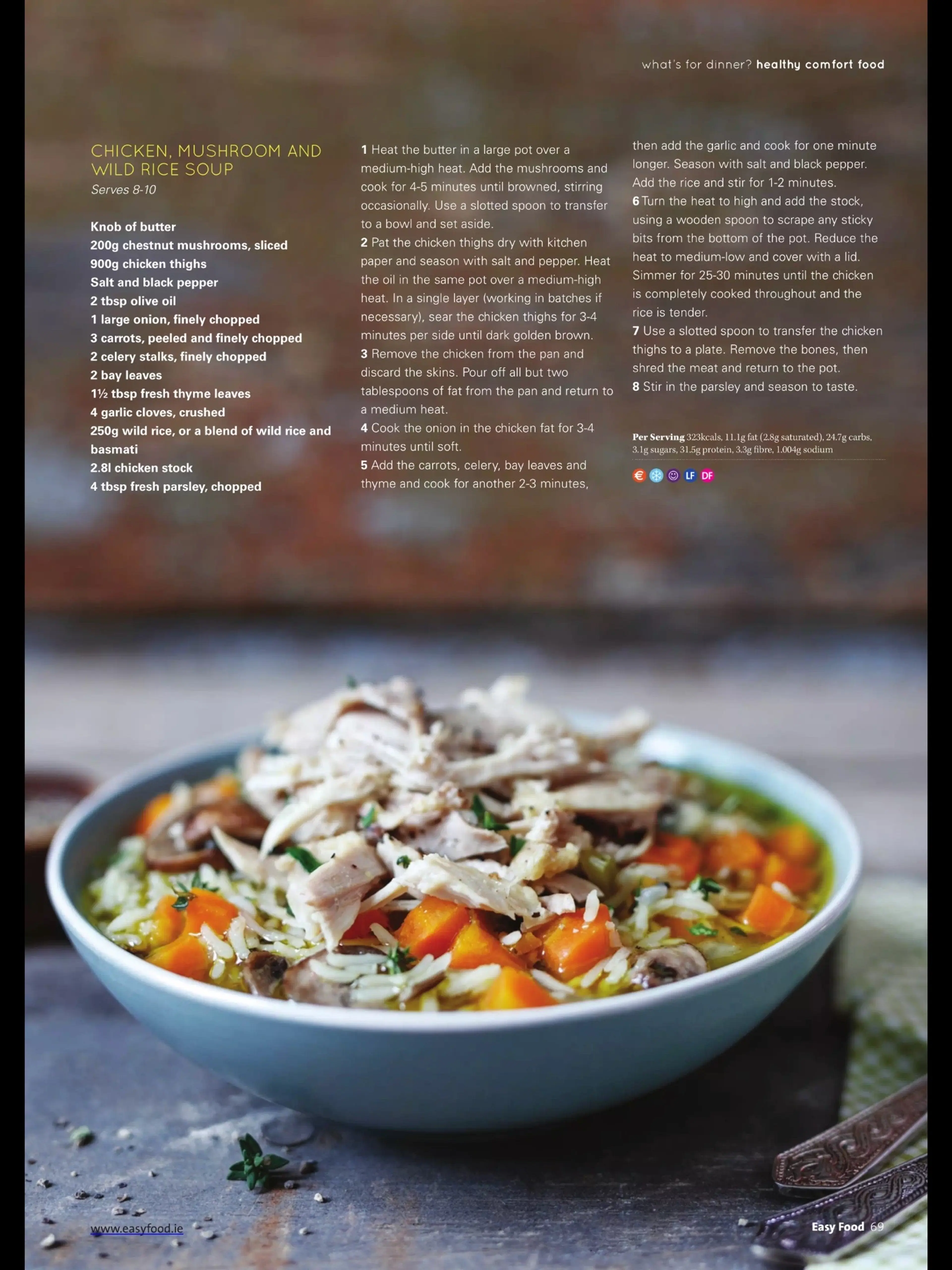 CHICKEN, MUSHROOM AND WILD RICE SOUP