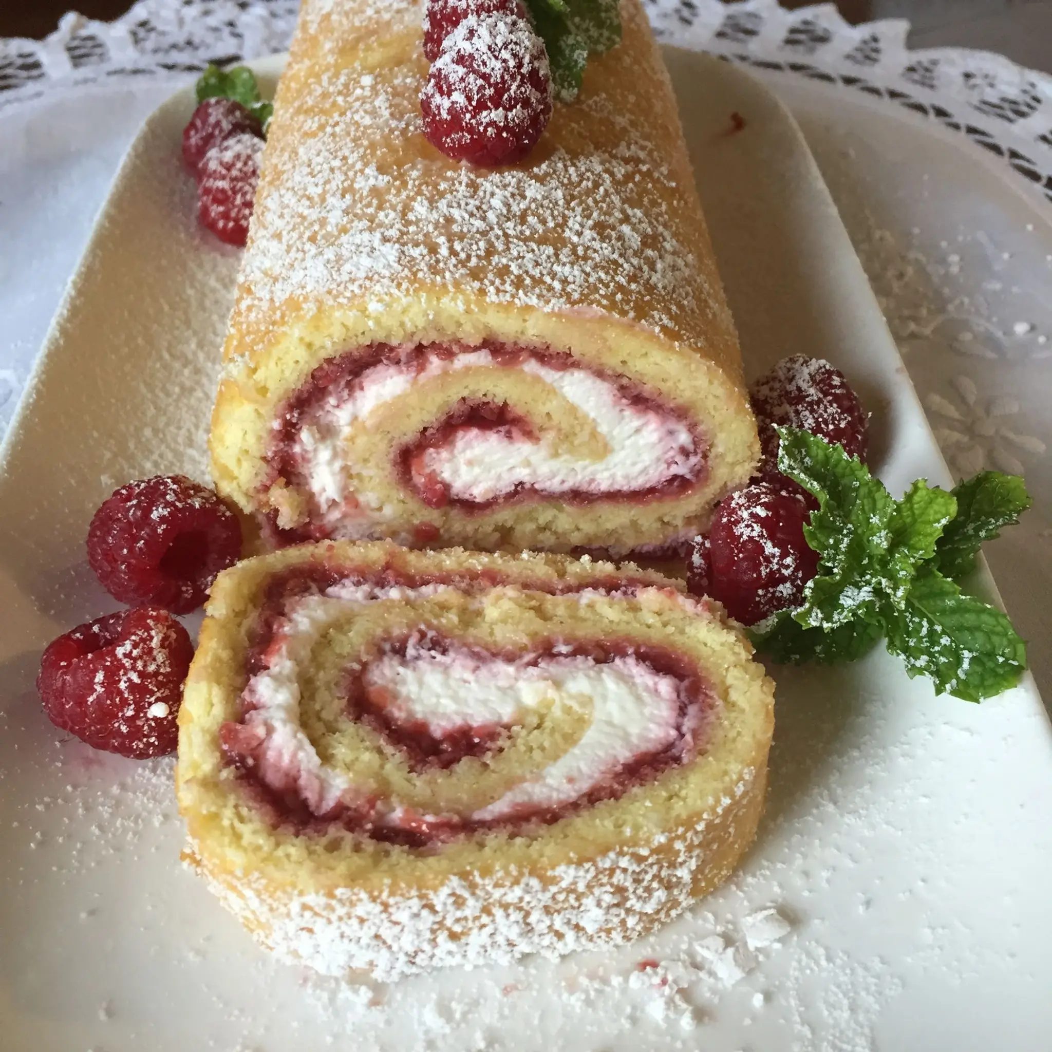 Raspberry Cream Roulade