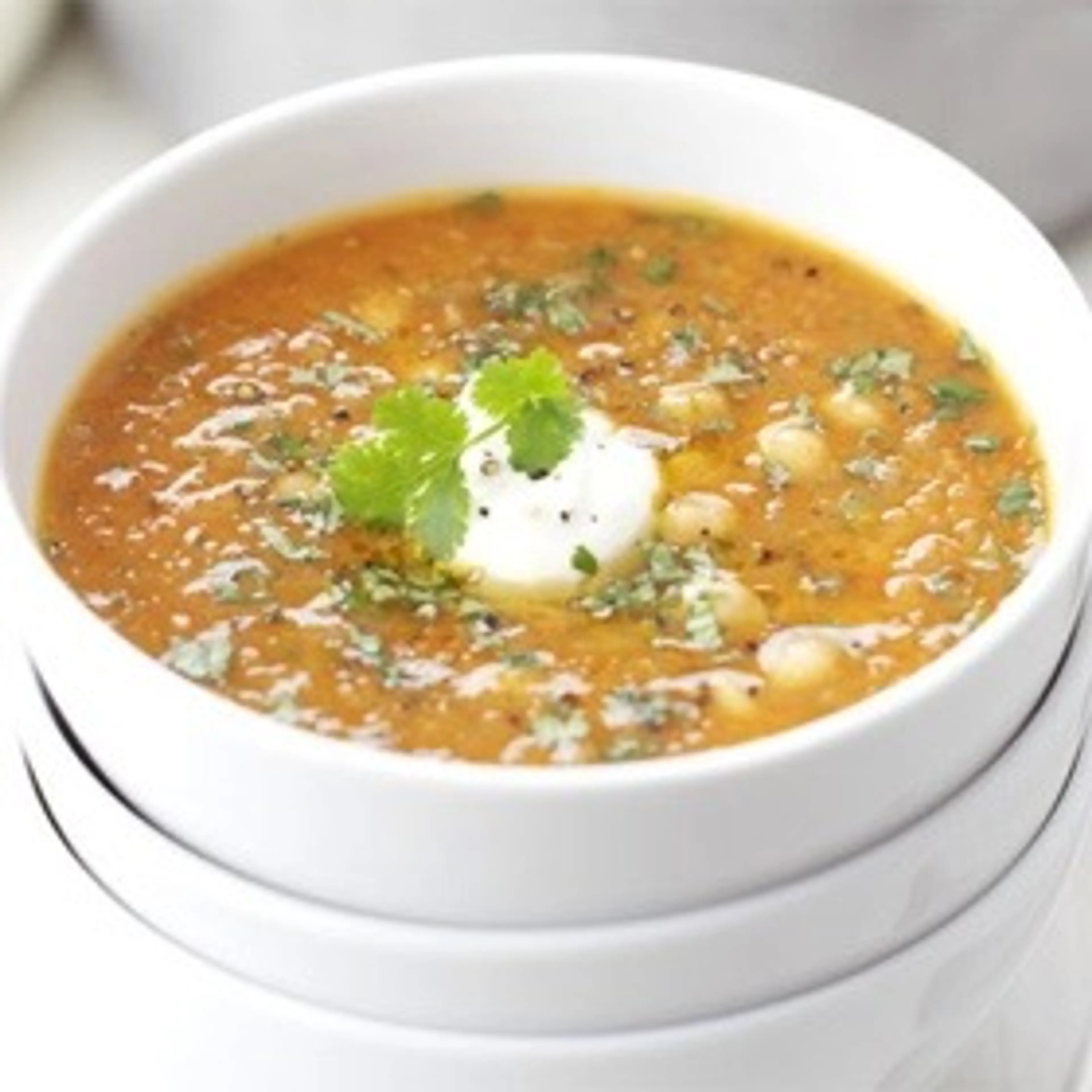 Red lentil, chickpea & chilli soup