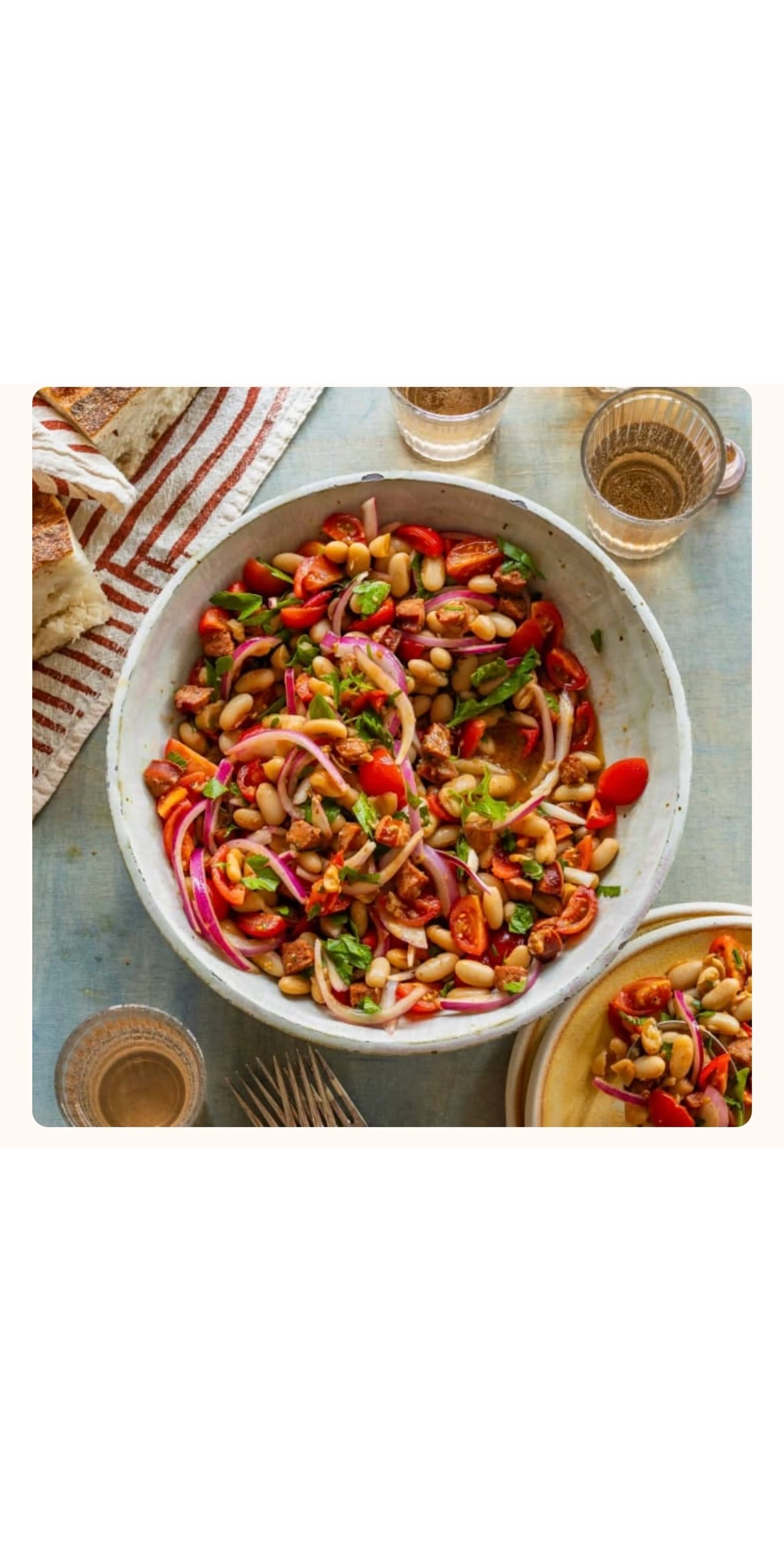 White Beans and Chorizo with Quick Marinated Tomatoes and On