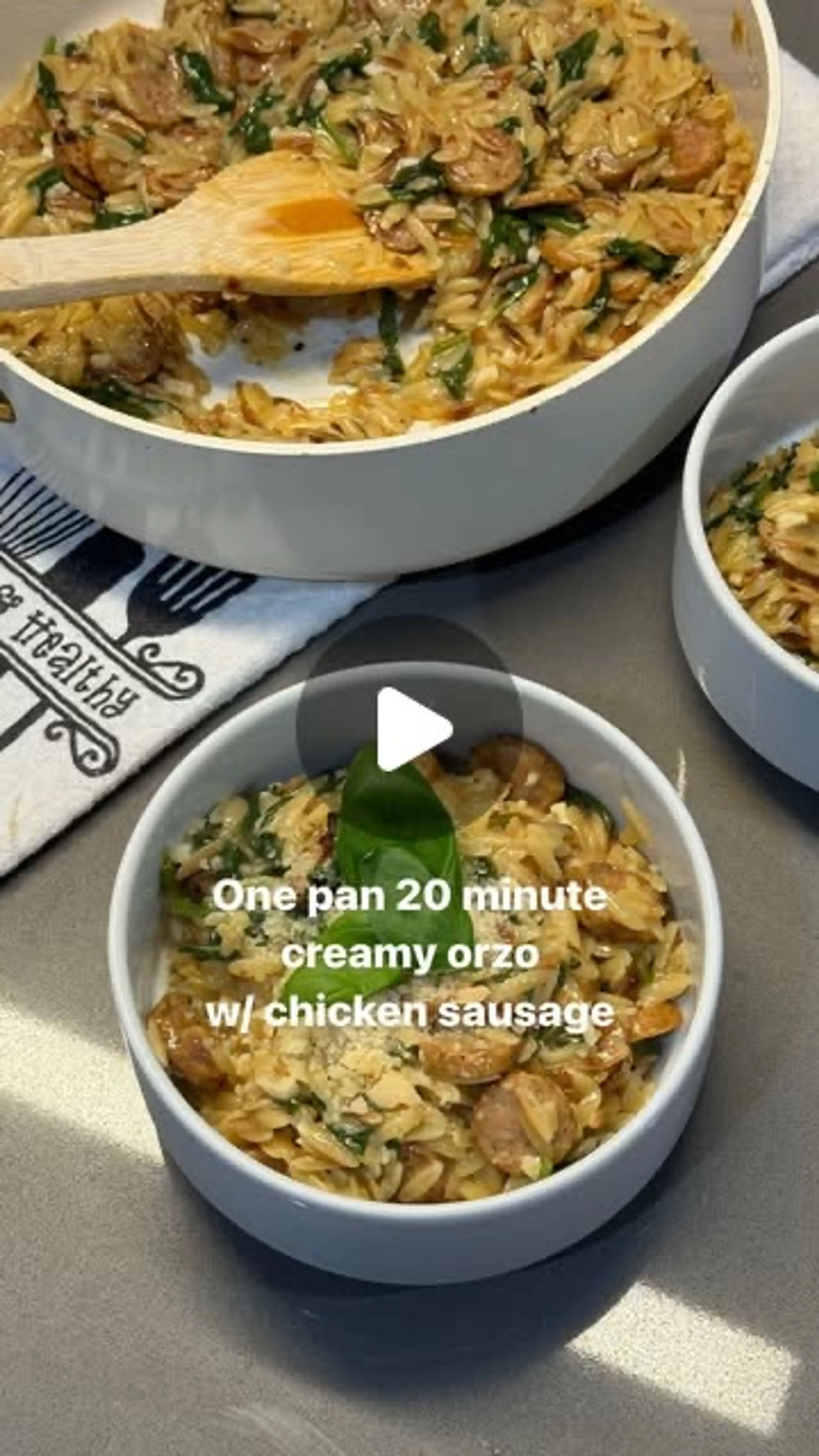 Creamy Orzo with Chicken Sausage