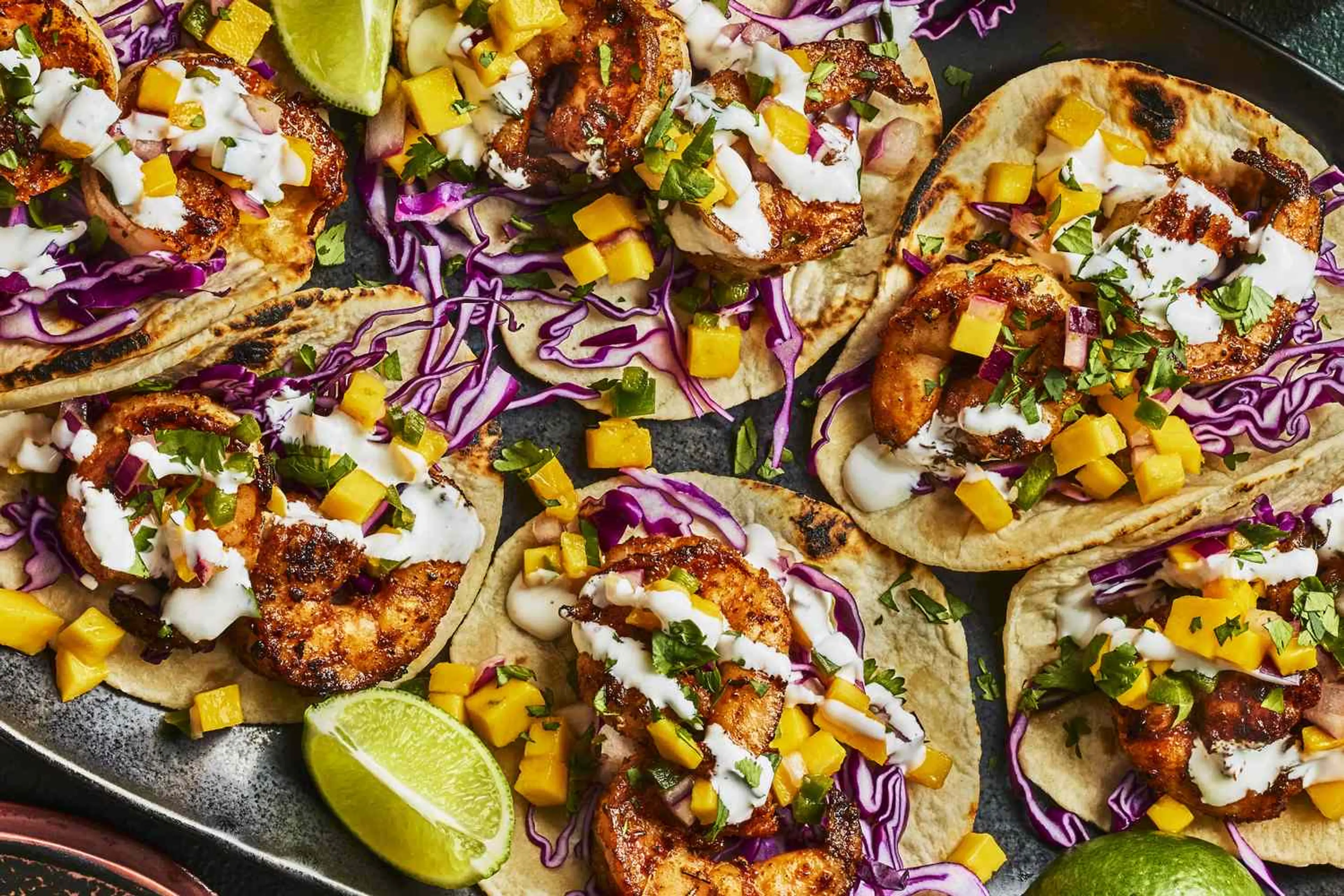 Blackened Shrimp Tacos with Mango Salsa