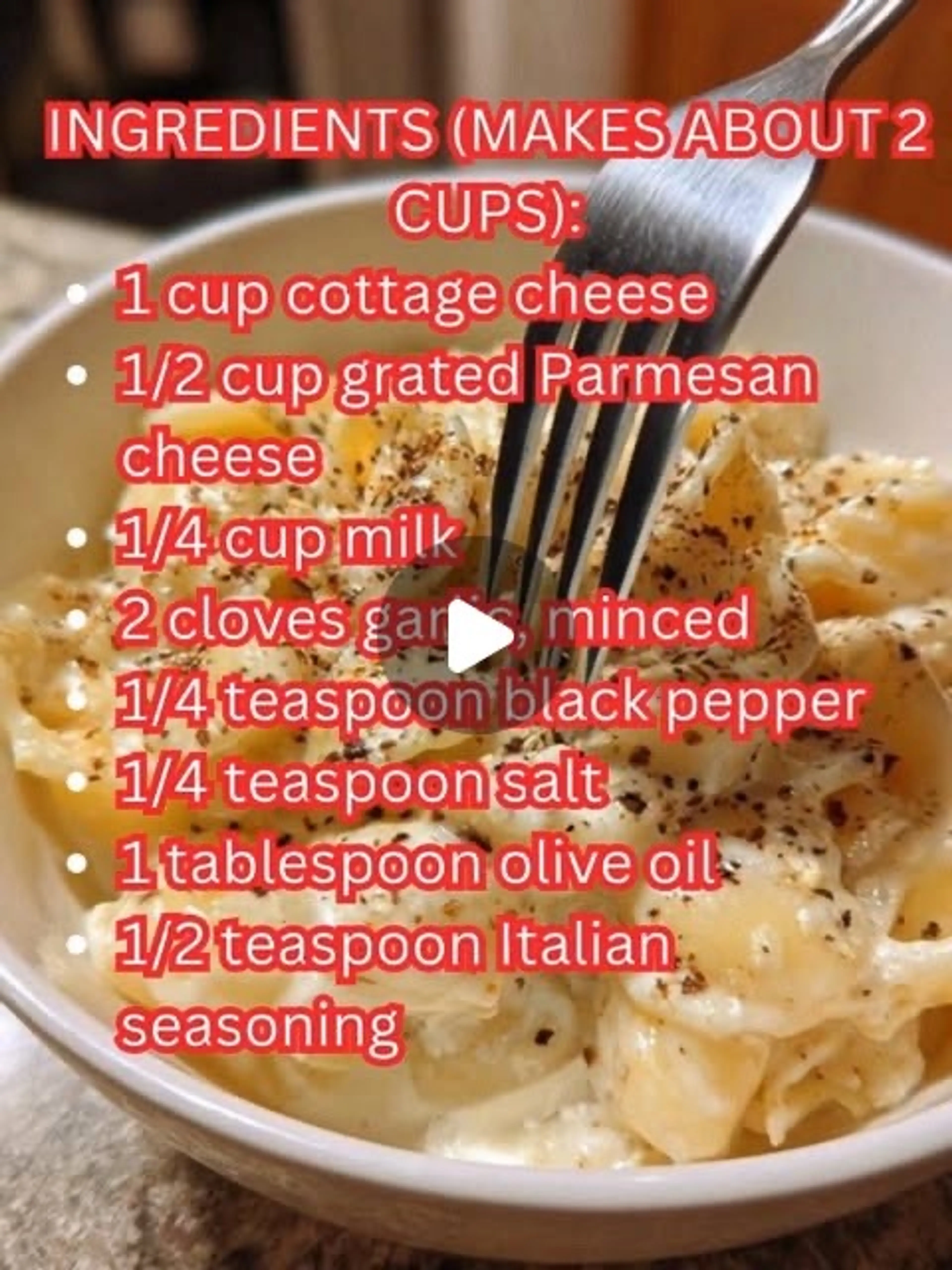 Cottage Cheese Alfredo Pasta Sauce