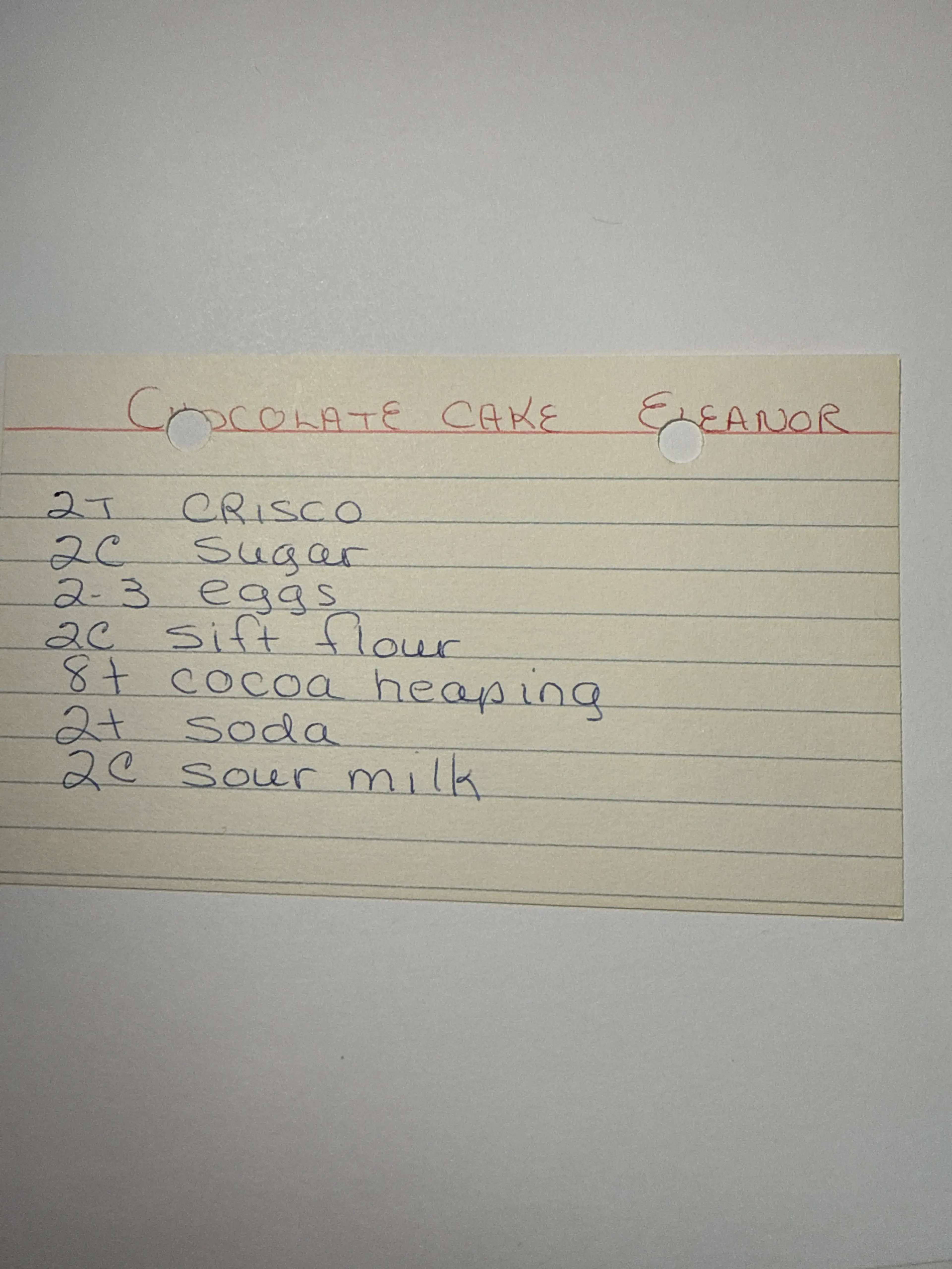 Chocolate Cake (Aunt Eleanor)