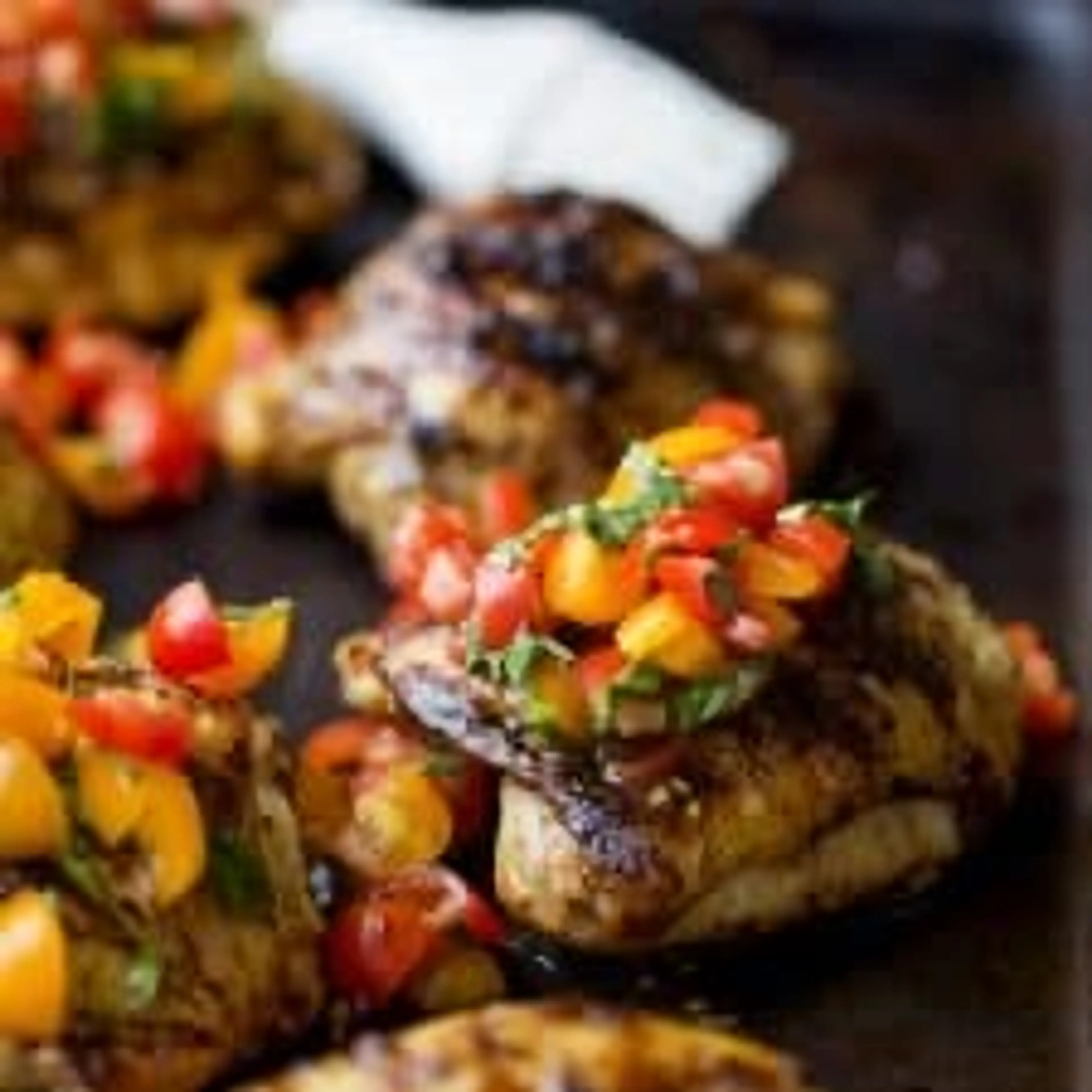 Balsamic Grilled Chicken Thighs with Bruschetta